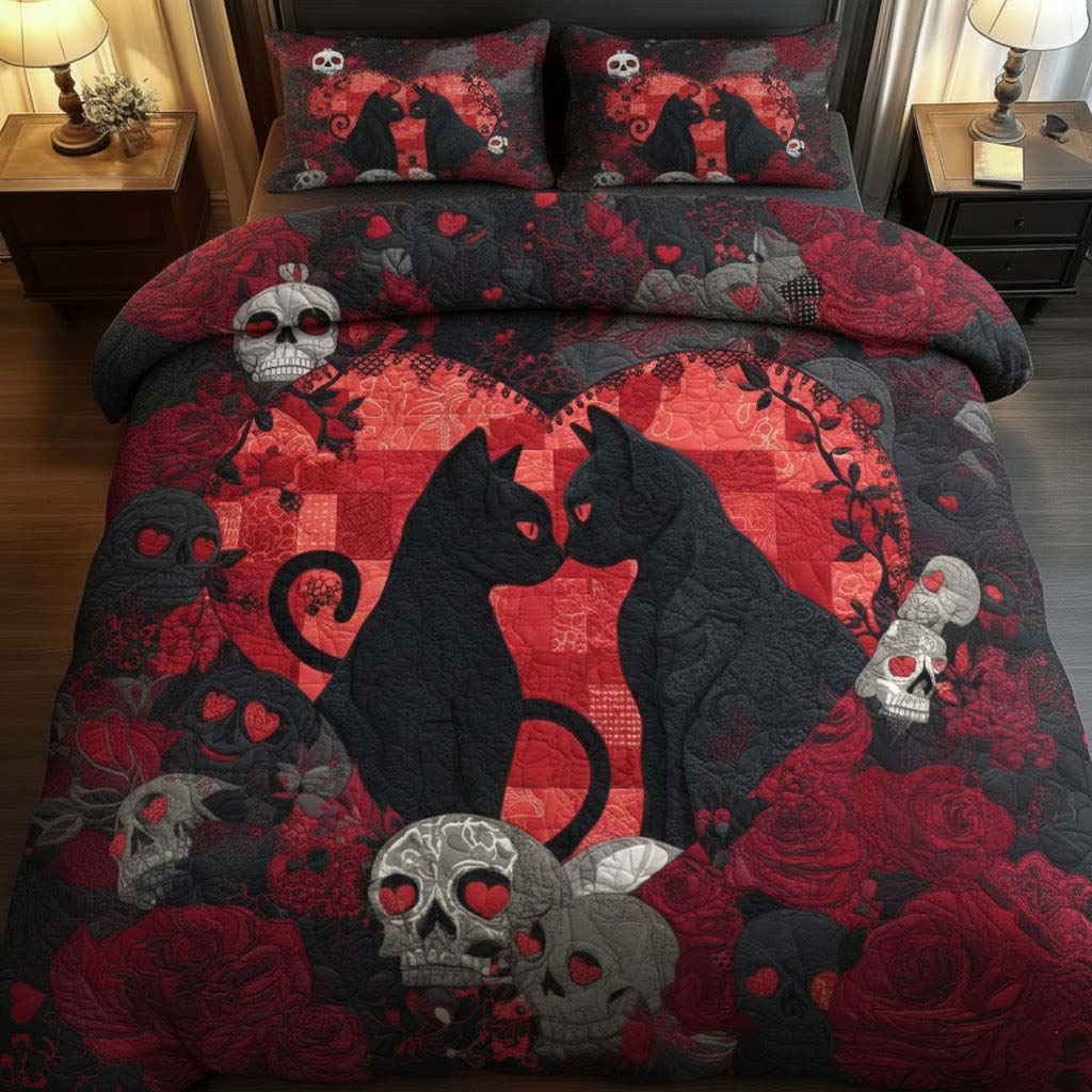 Til Death Do Us Part Quilted Bedding Set Best King Sheet Set Skull Christmas Gifts