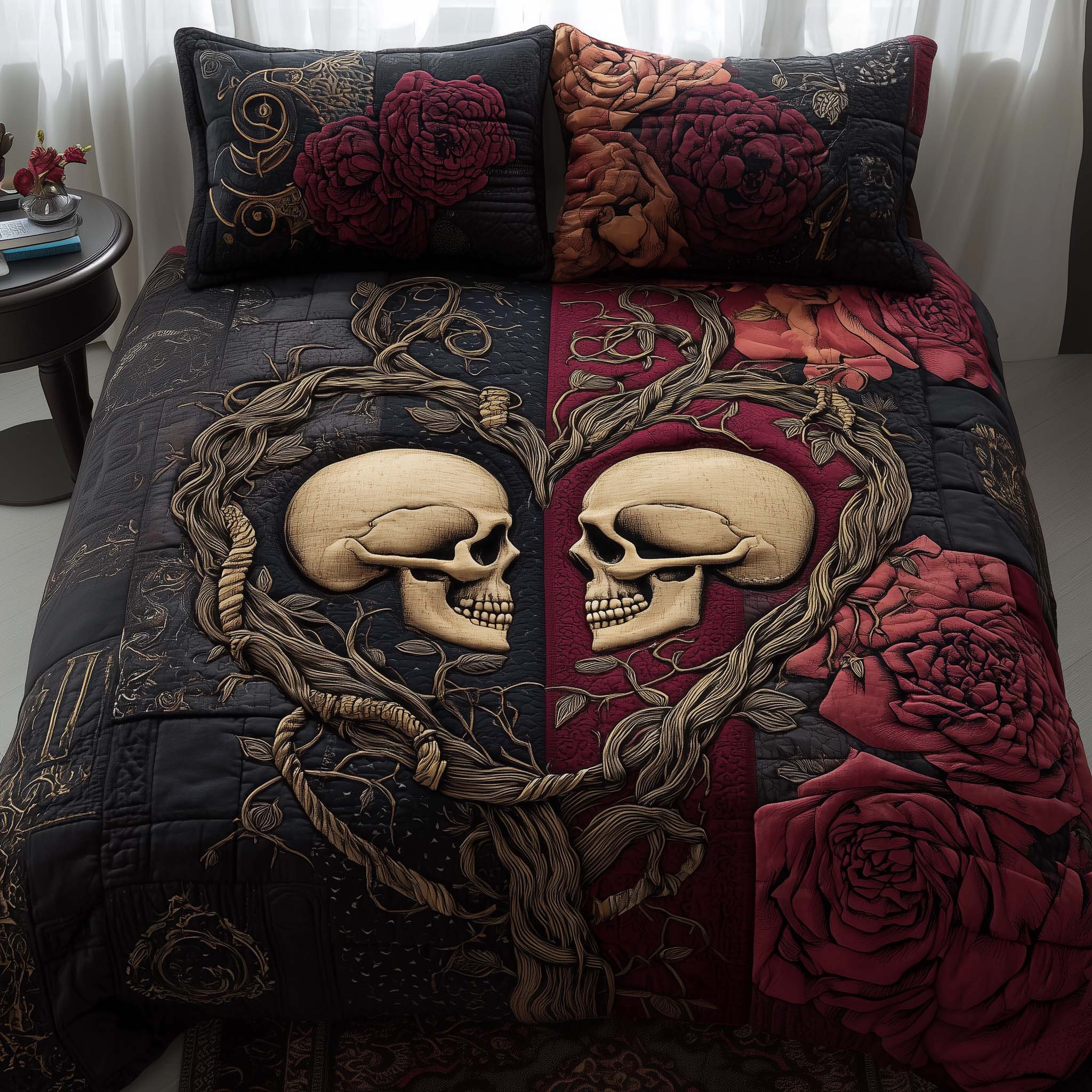 Til Death Do Us Part Quilted Bedding Set Good Bed Sheet Sets Cool Skull Gifts