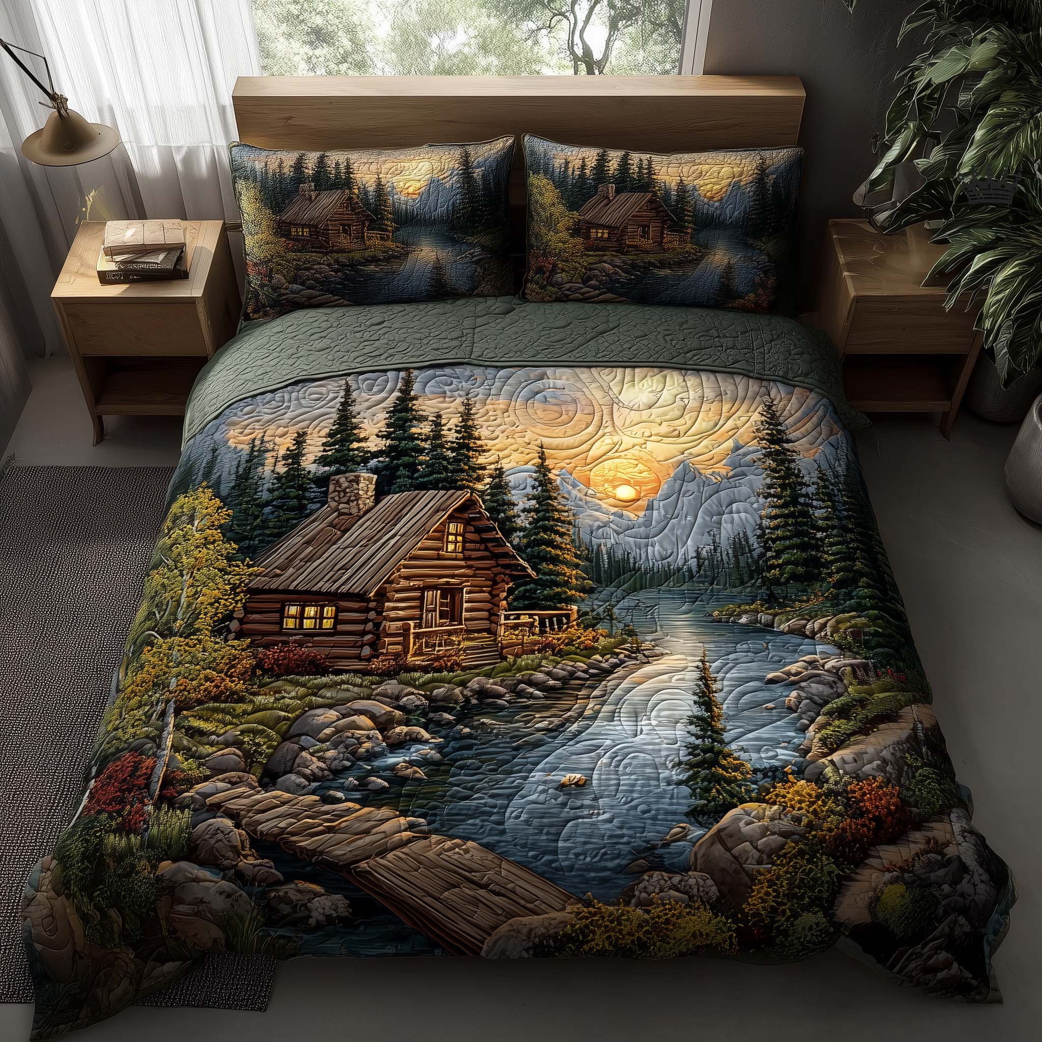 Timber Whisper Quilted Bedding Set Bed Room Art Good Fathers Day Gifts
