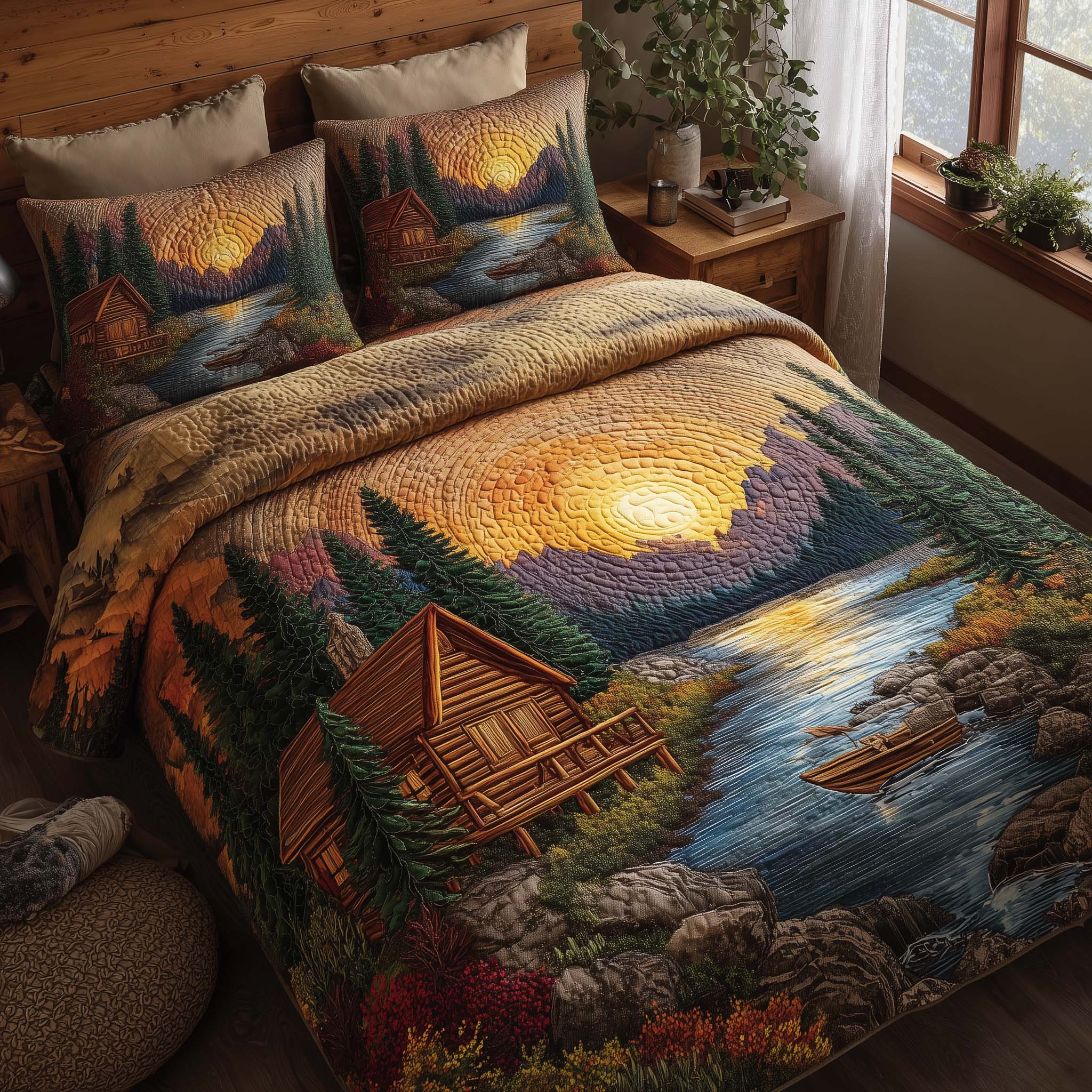 Timber Whisper Quilted Bedding Set Best King Bed Sheets Dad Birthday Gifts