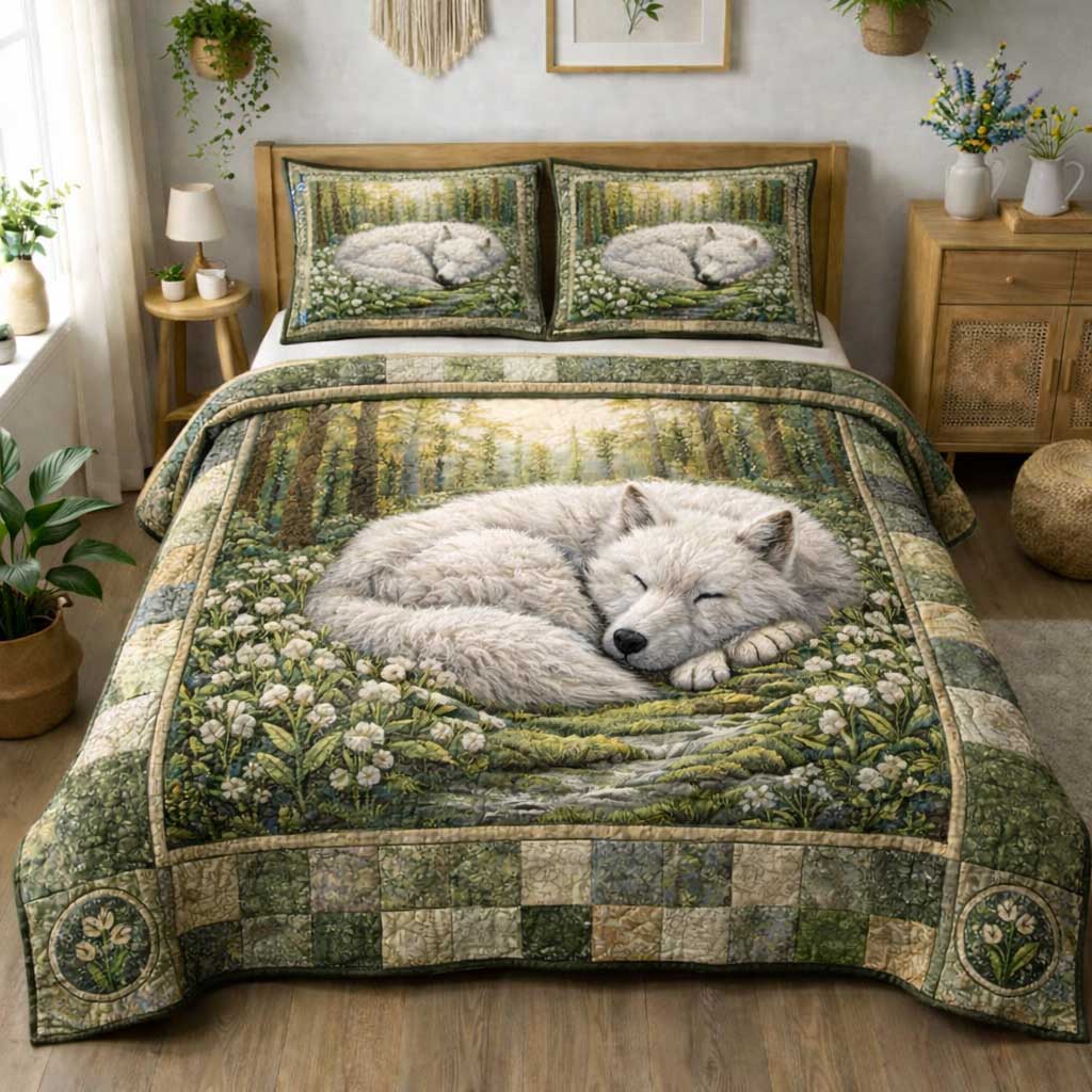 Timber Wolf Quilted Bedding Set Best Sheets Ever Best Gifts For Wolf Lovers