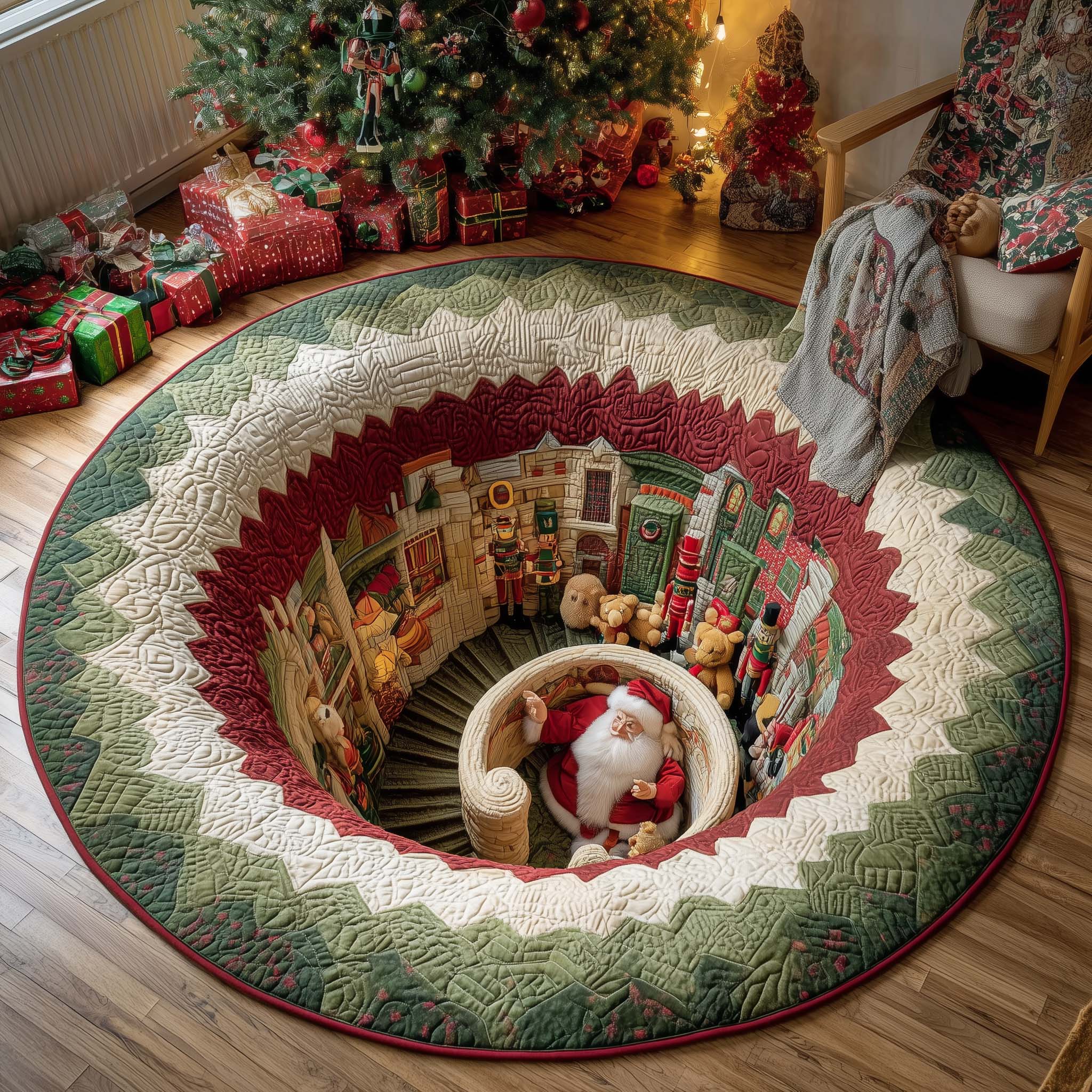 Toyland Spiral Hole Quilted Round Mat Non-Slip Quilted Round Mat for Safety and Style