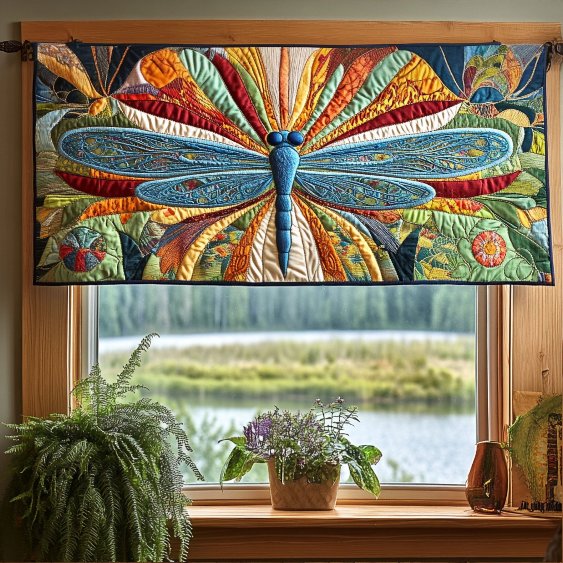 Tranquil Trails Quilted Valance Christmas House Decor Dragonfly Gift Items
