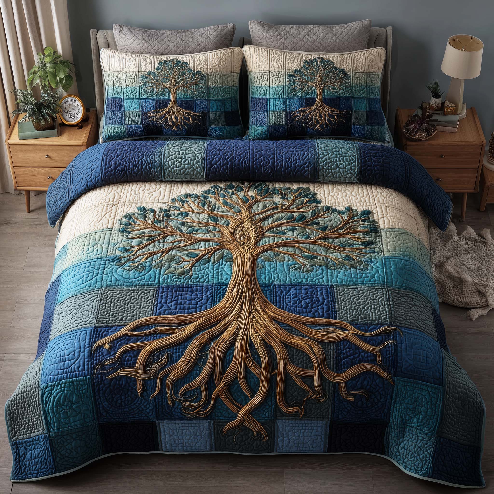 Tree Of Life Quilted Bedding Set Bed Bedding Set Tree Of Life Gifts For Adults