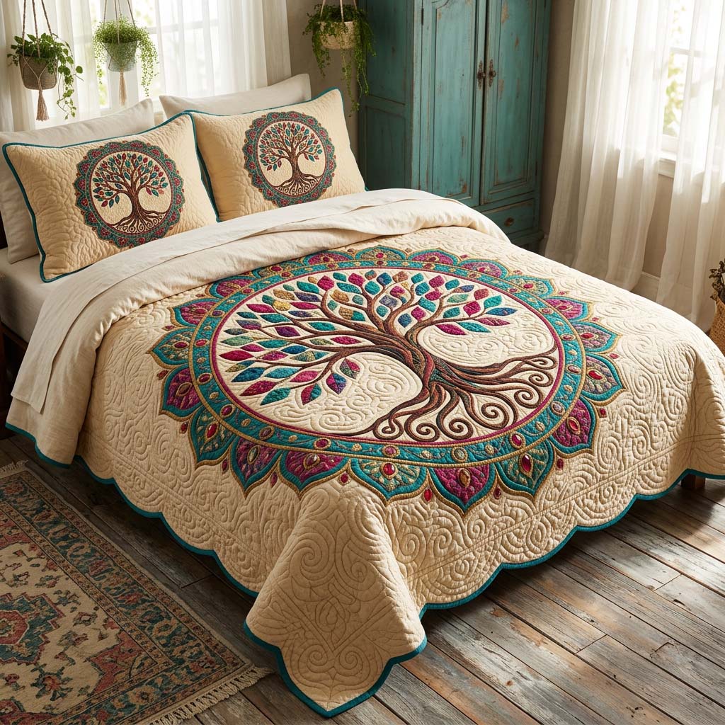 Tree Of Life Quilted Bedding Set Bed Room Art Tree Of Life Merchandise