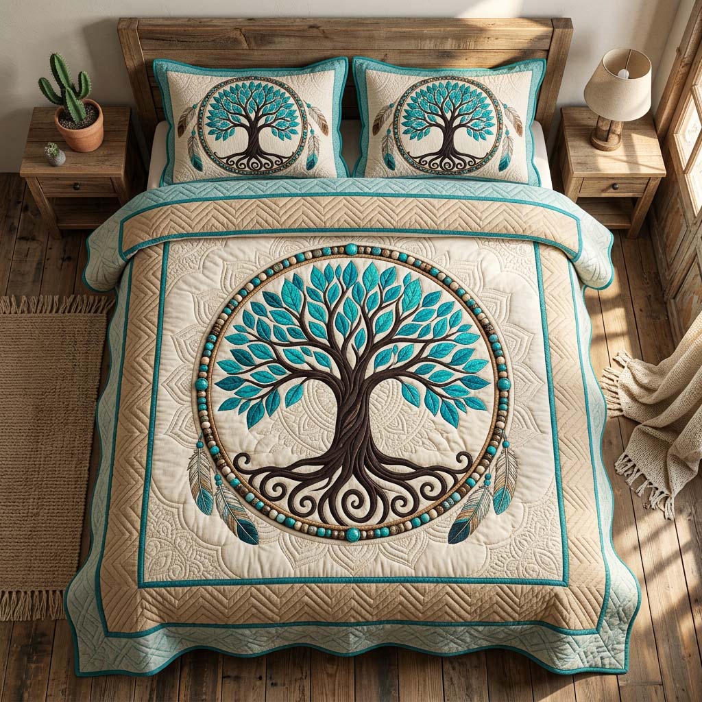 Tree Of Life Quilted Bedding Set Boho Bedroom Decor Tree Of Life Gifts For Family