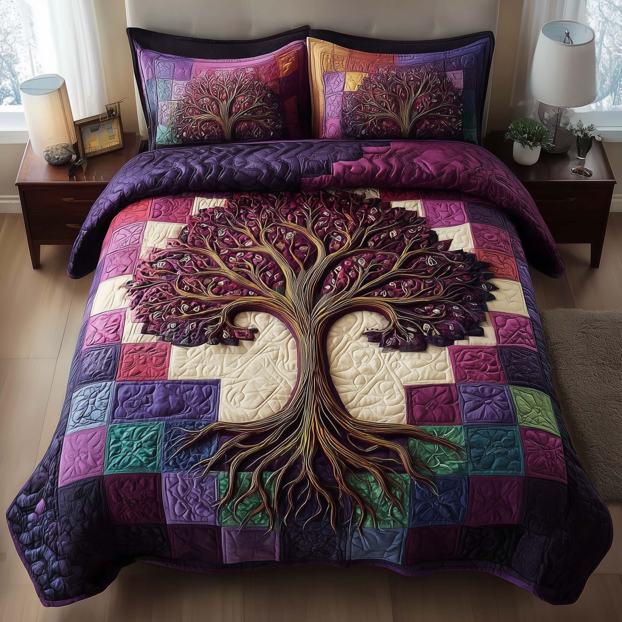Tree Of Life Quilted Bedding Set King Comforter Sets Tree Of Life Gifts For Grangarents