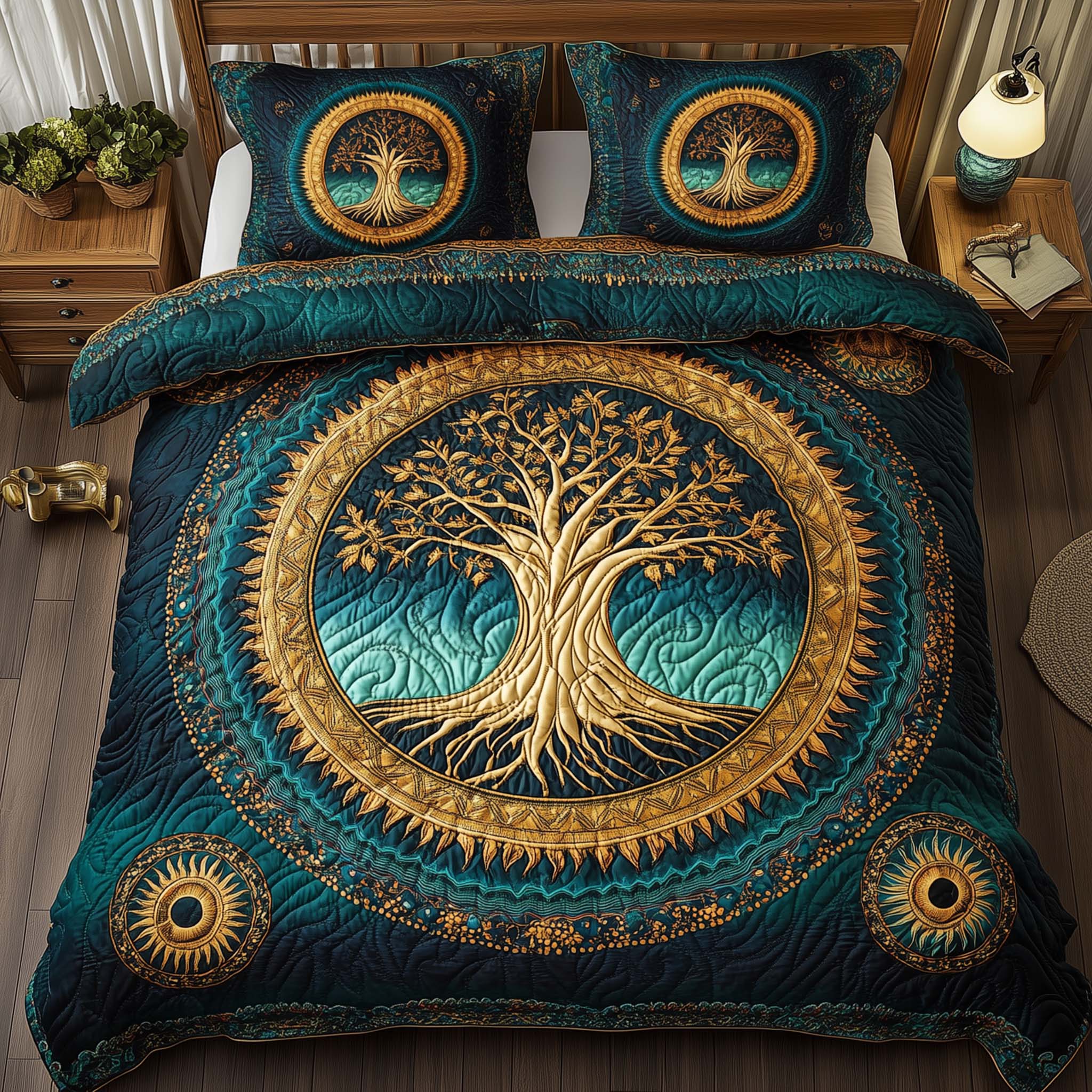 Tree Of Life Quilted Bedding Set Unique Bed Sheet Set Tree Of Life Gifts Mother'S Day
