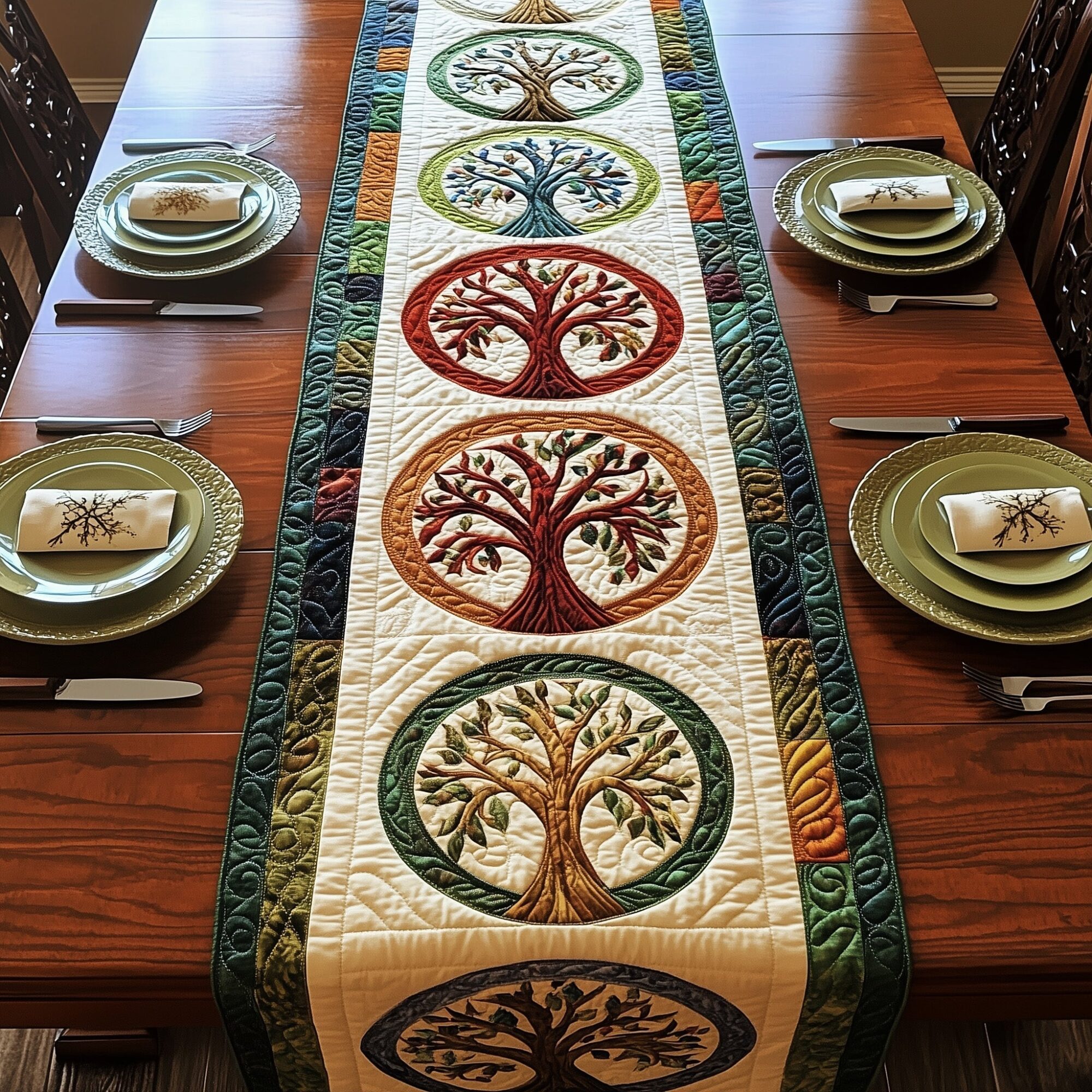 Tree Of Life Quilted Table Runner Dining Room Table Runners Tree Of Life Gifts For Her