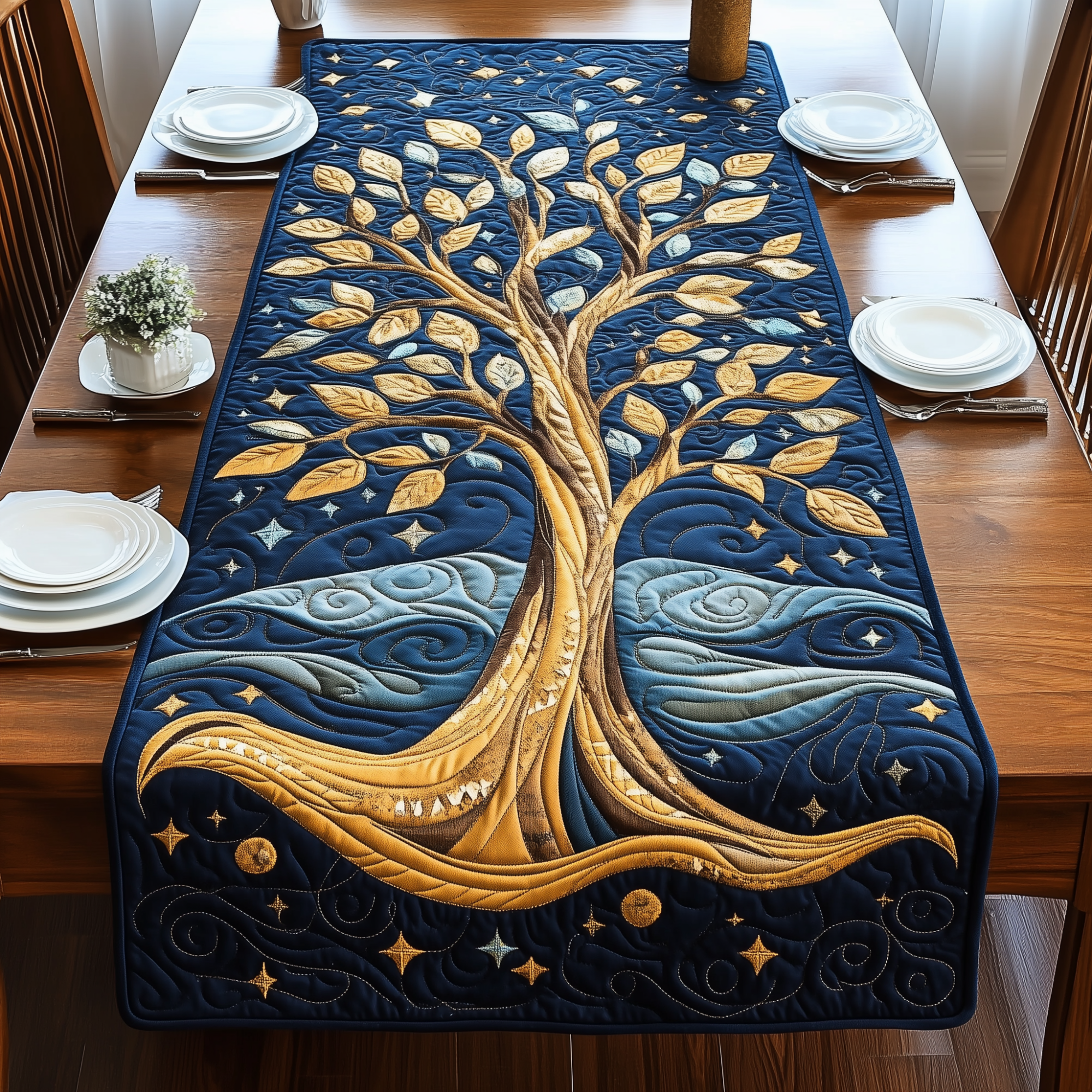 Tree Of Life Quilted Table Runner Unique Table Runner Ideas Tree Of Life Gift Items