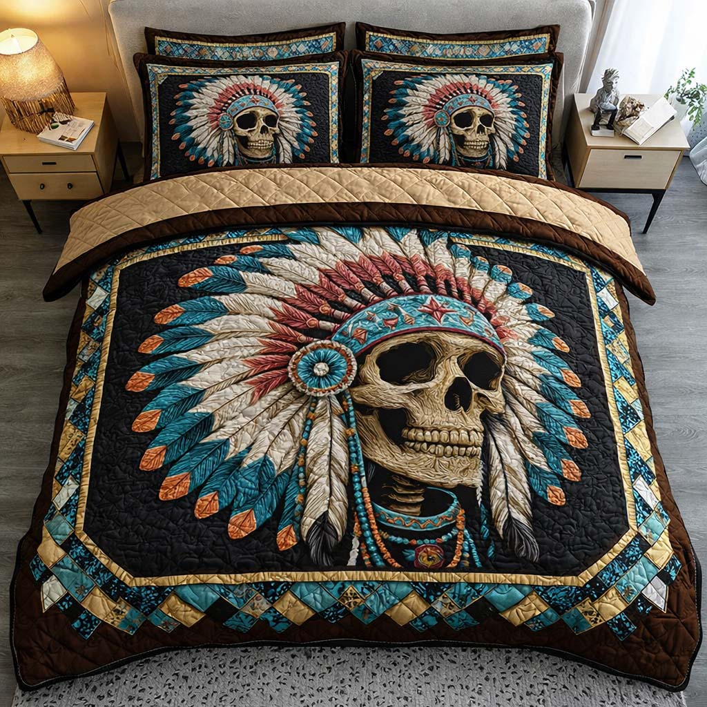 Tribal Spirit Skull Quilted Bedding Set Comforter Sets Cute Skull Gifts