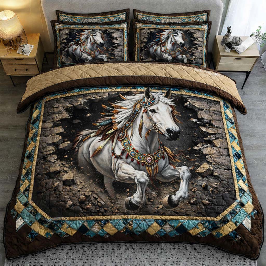 Tribal Spirit Stallion Quilted Bedding Set Best Sheets Ever Horse Gifts For Women