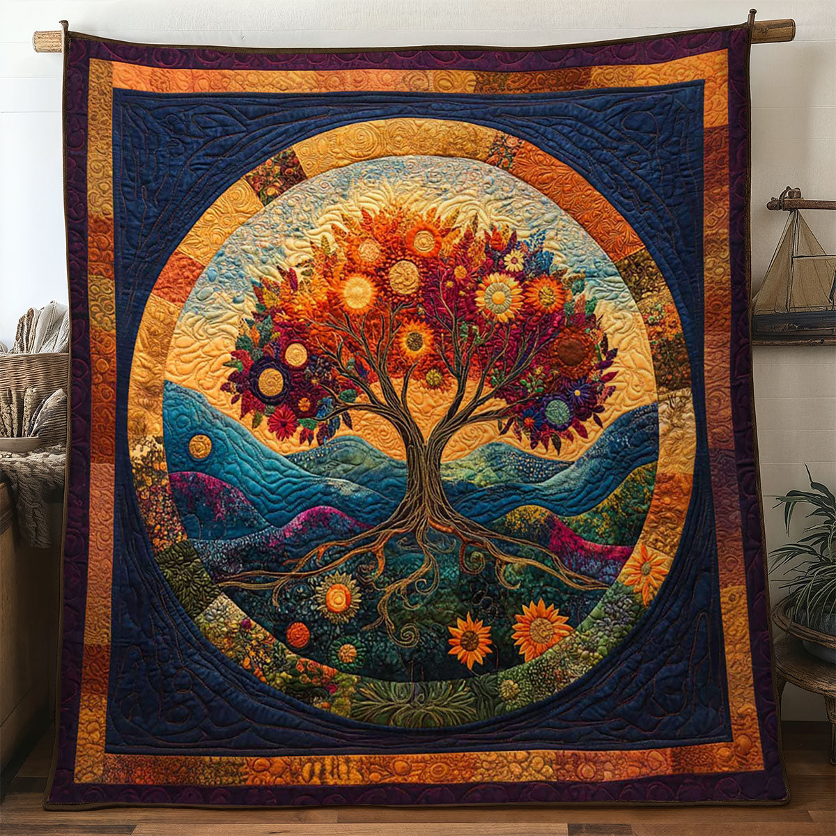 Tribal Tree Of Life Quilt Premium Quilt Blanket Gift for Cozy Winter Nights
