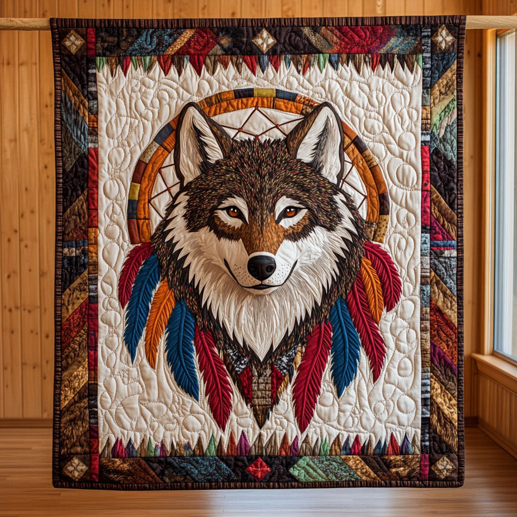 Tribal Wolf Quilt Unique Quilt Blanket Gift for Special Occasions