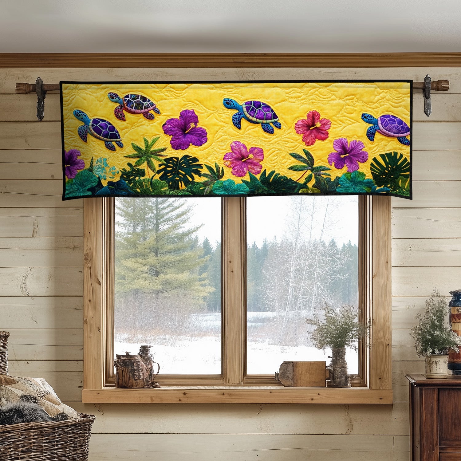 Tropical Escape Quilted Valance Entryway Design Ideas Unique Gifts For Turtle Lovers