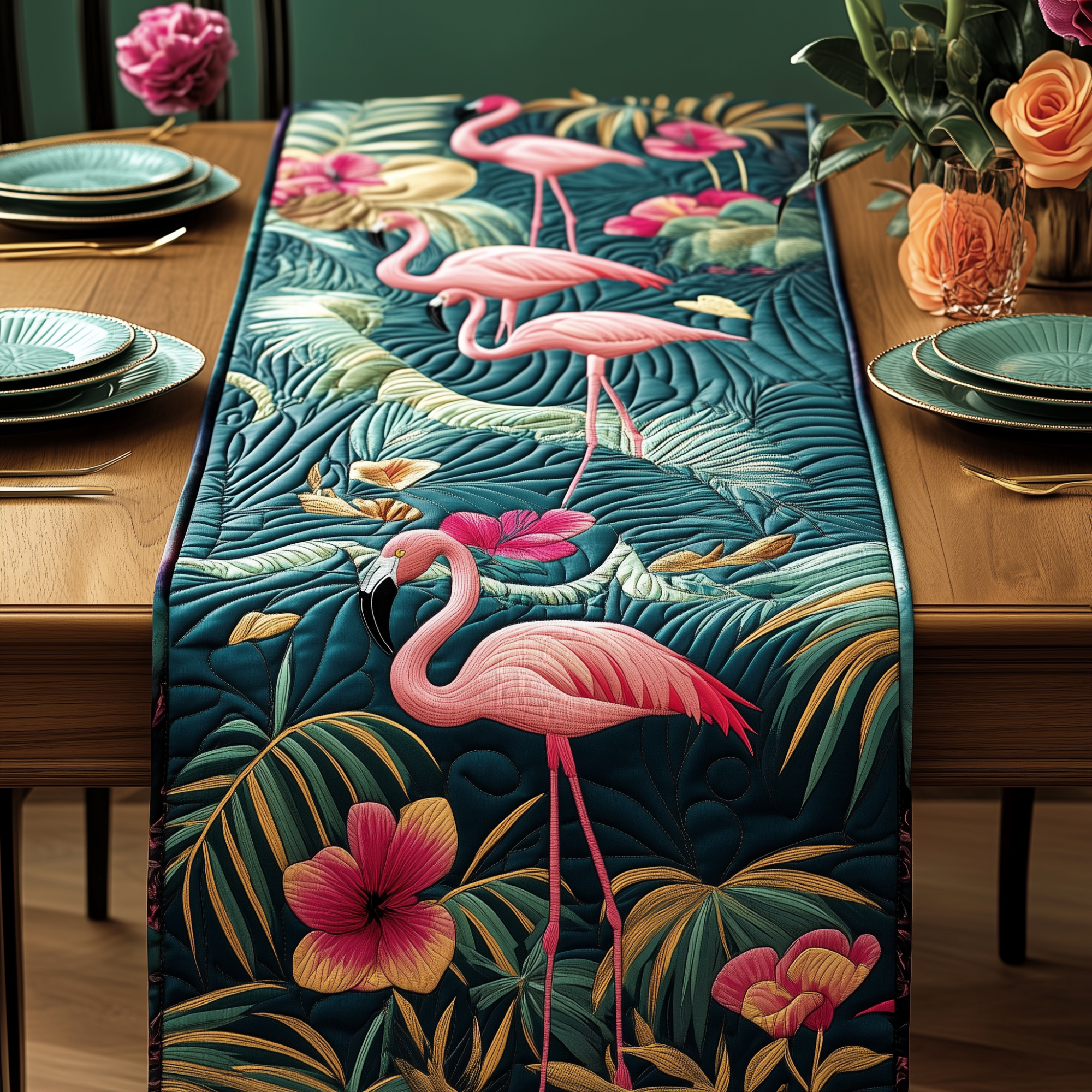Tropical Flamingo Quilted Table Runner Target Table Runner Flamingo Theme Gifts