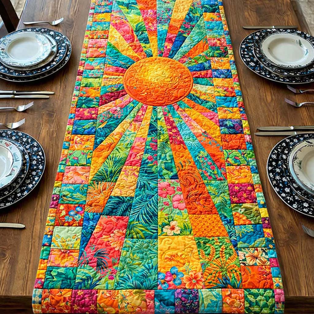 Tropical Sunshine Quilted Table Runner Unique Table Runner Ideas Mothers Day Gift Suggestions