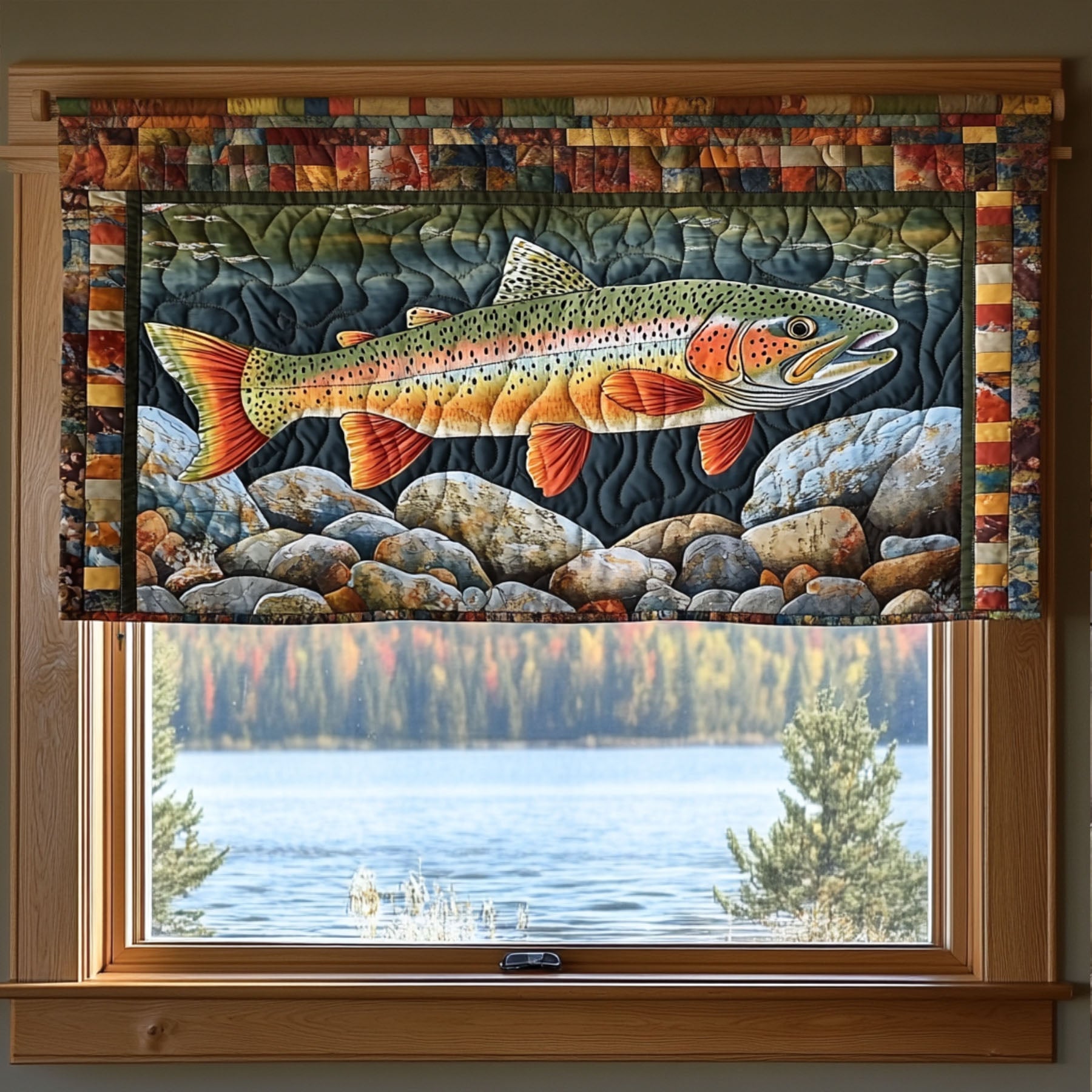 Trout Haven Quilted Valance Dining Room Decor Best Fishing Gifts For Dad