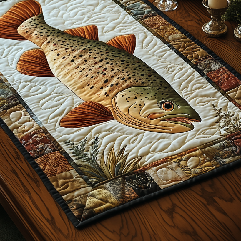 Trout Season Quilted Table Runner Dining Room Table Decor Best Gifts For Fisherman 2025