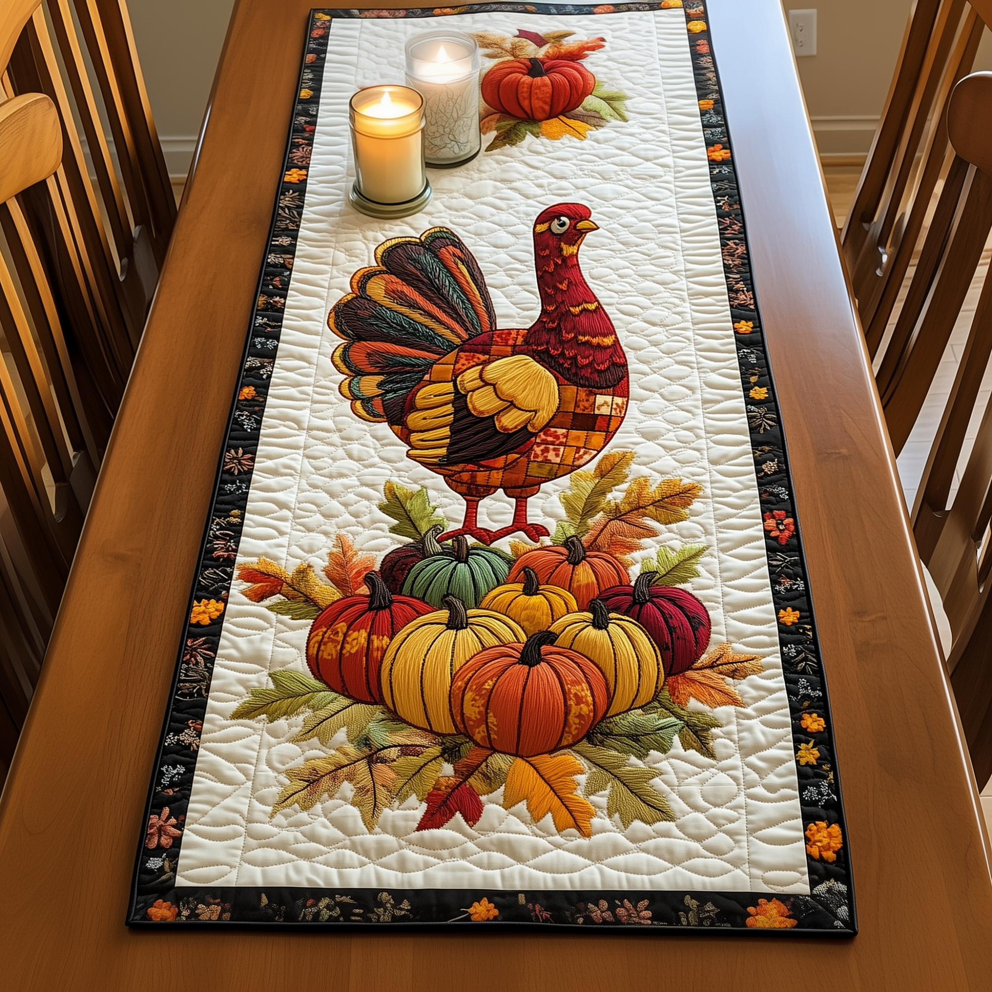 Turkey Quilted Table Runner Thanksgiving Table Toppers Thanksgiving Gifts For Family