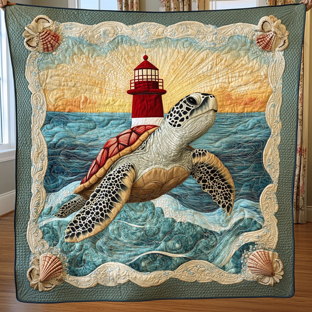 Turtle And Lighthouse Quilt Lovely Quilt Blanket Gift for Holiday Celebrations
