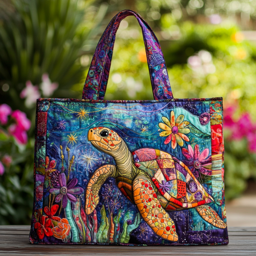 Turtle Dreams Quilted Tote Bag Shoulder Bag Nice Mother's Day Gifts