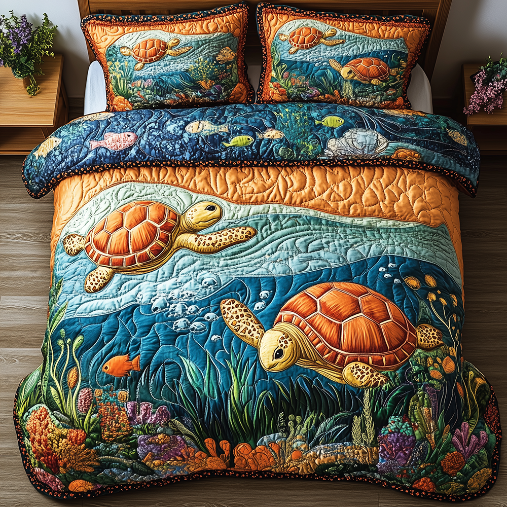 Turtle Quilted Bedding Set Good Sheet Sets Gift Ideas For Sea Turtle Lovers