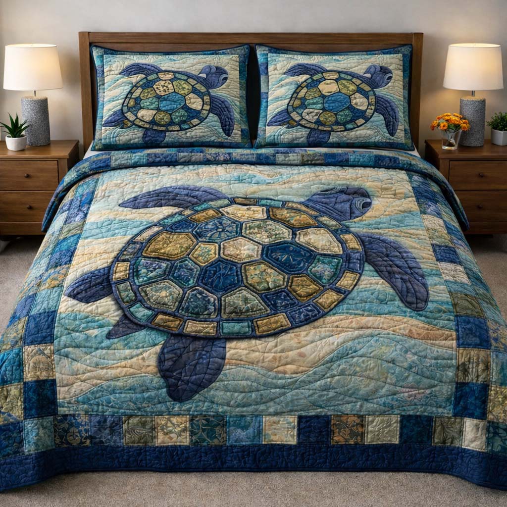 Turtle Serenity Quilted Bedding Set Good Bed Sets Unique Sea Turtle Gifts