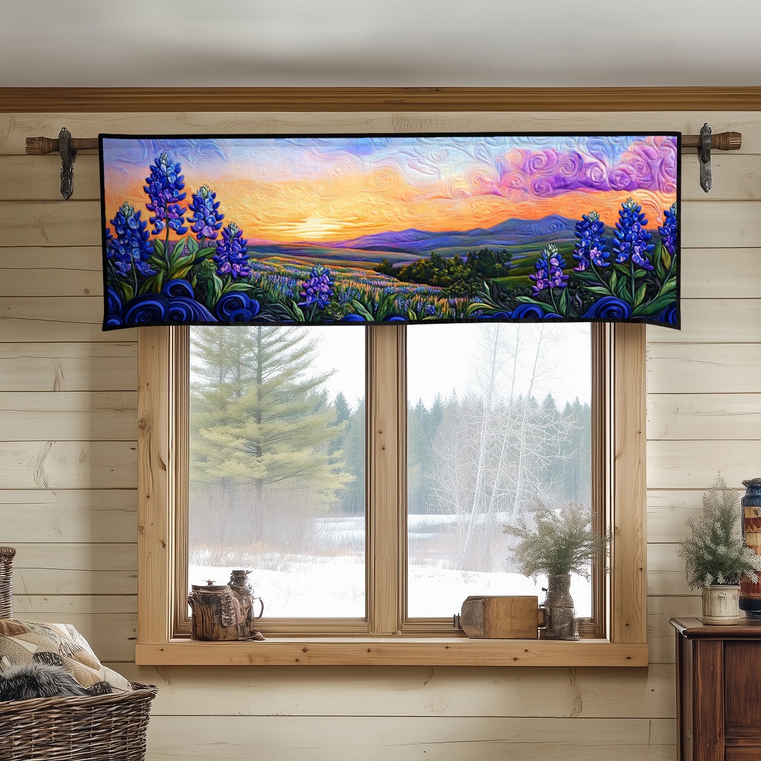 Twilight Bloom Quilted Valance Christmas Home Dec Sunflower Throws