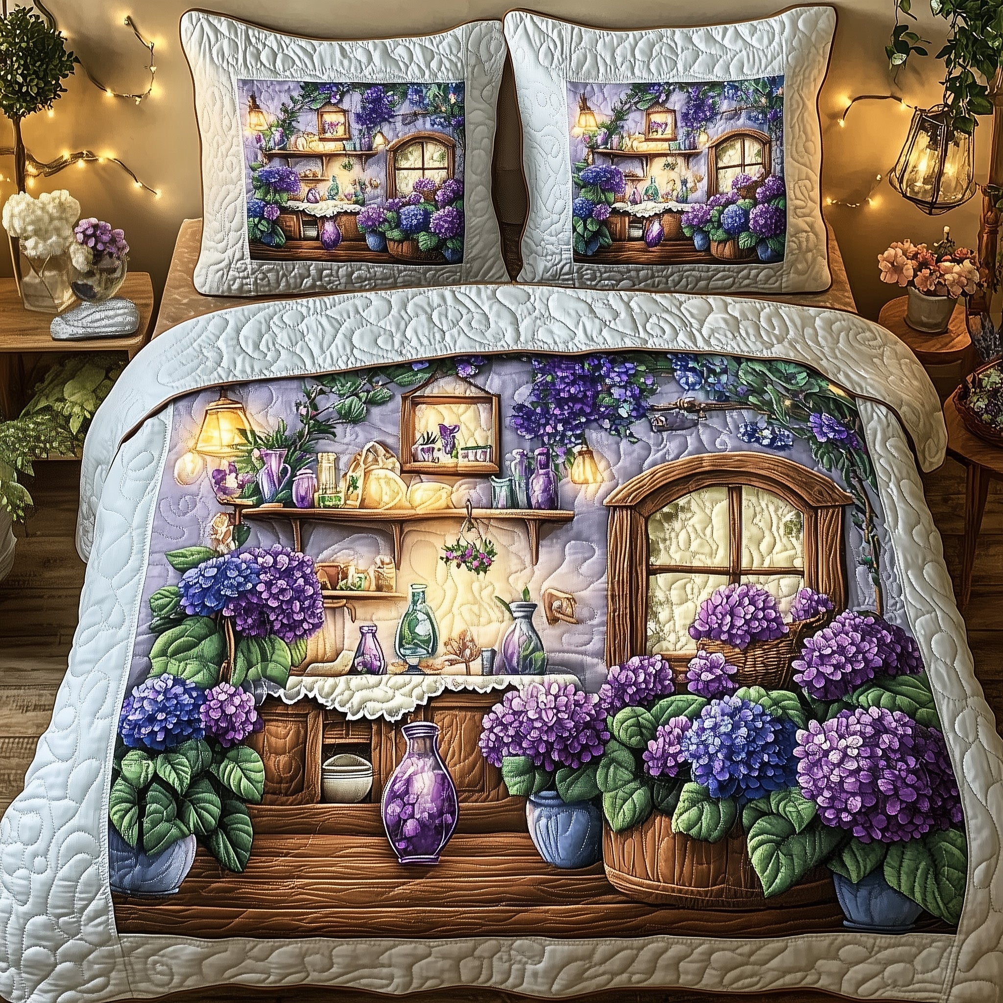Twilight Garden Quilted Bedding Set Best King Sheet Set Mother's Day Gift Ideas For Wife