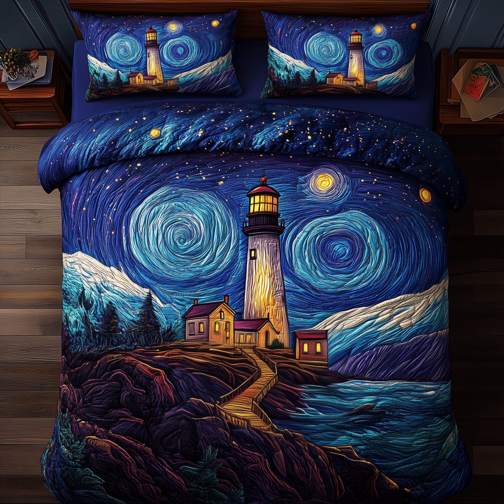 Twilight Lighthouse Quilted Bedding Set Quilt Comforter Sets Lighthouse Gifts For Him