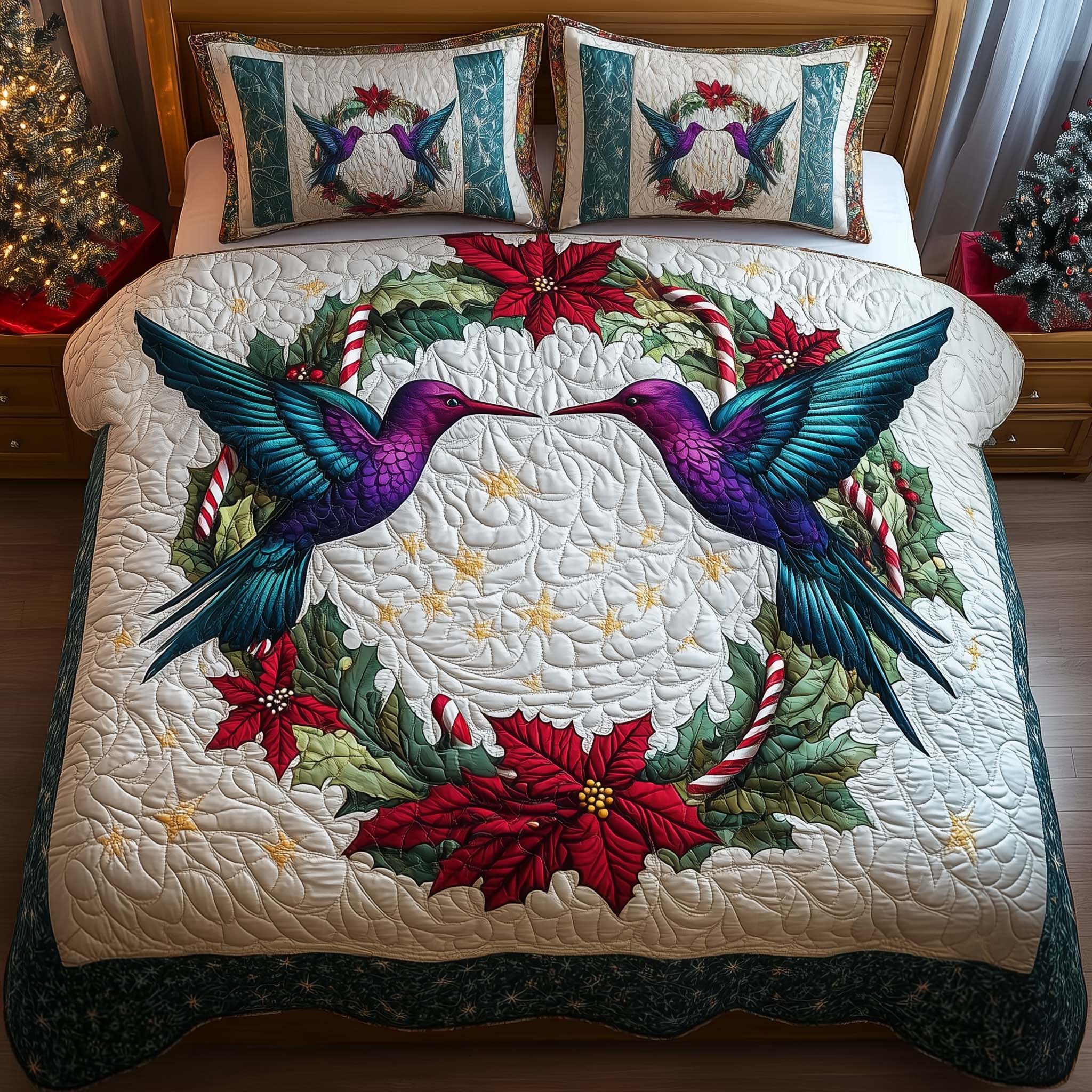 Twilight Pair Quilted Bedding Set Christmas Duvet Set Hummingbird Gift Ideas