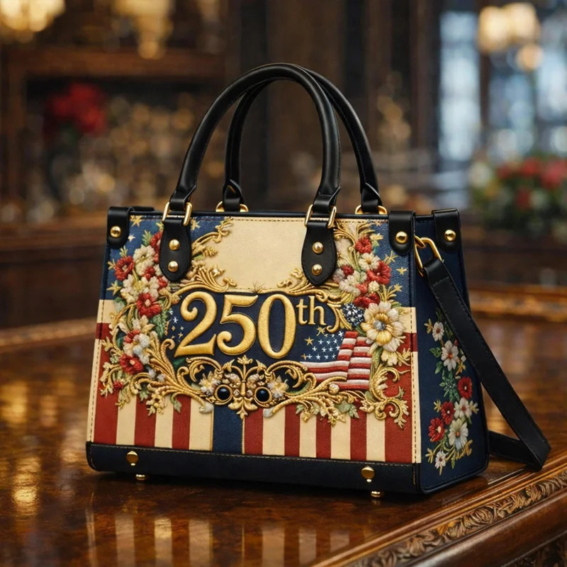 USA 250 Years Of Freedom Leather Bag Independence Day 1776 2026 Handbag Gift For Mom