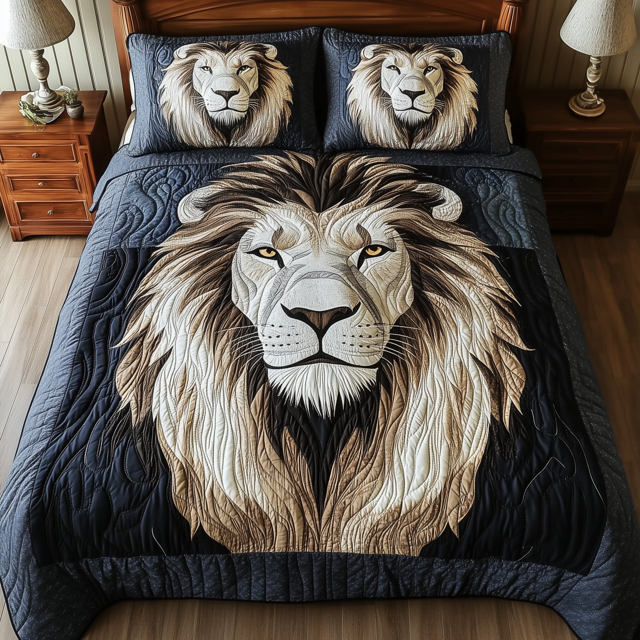 Valor Lion King Quilted Bedding Set Nice Bed Sheet Sets Lion Lover Gift Ideas