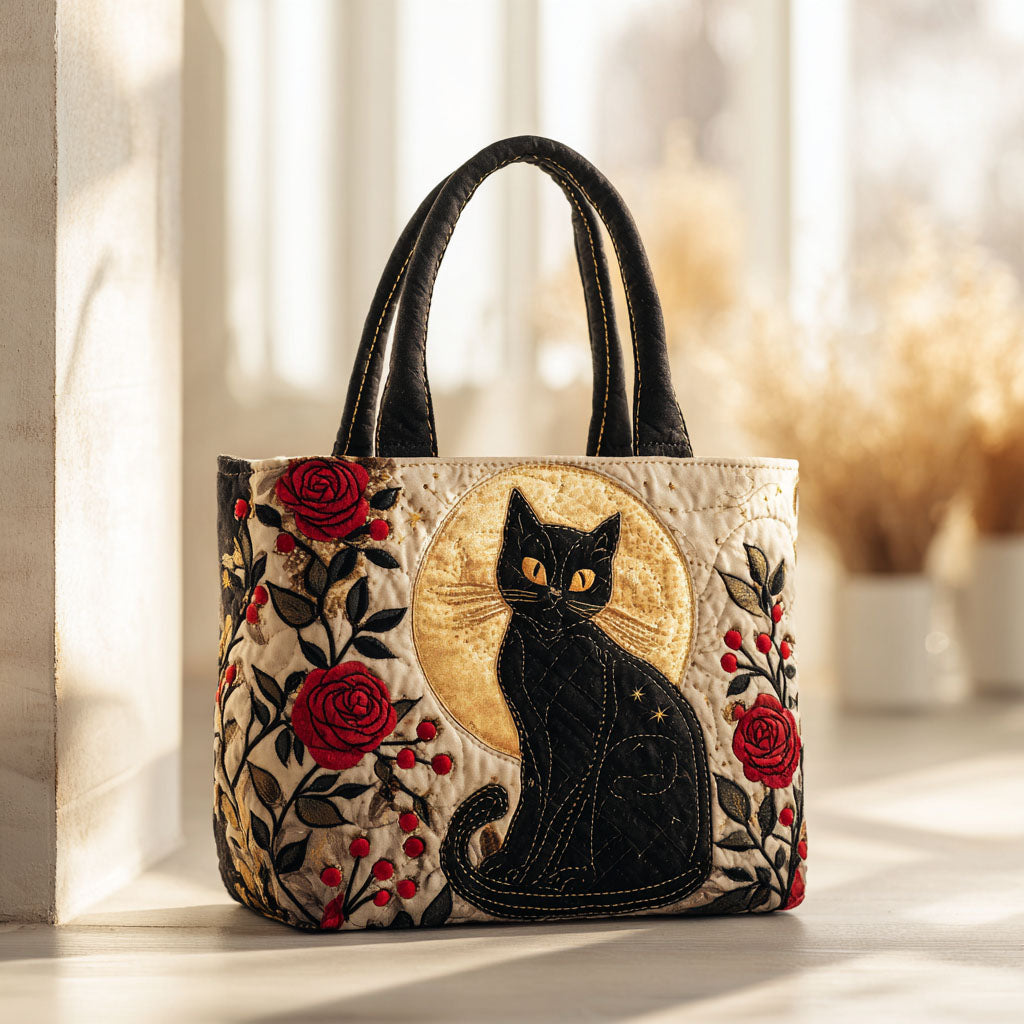 Velvet Rose Quilted Tote Bag Most Popular Tote Bags Cool Gifts Cat Lovers