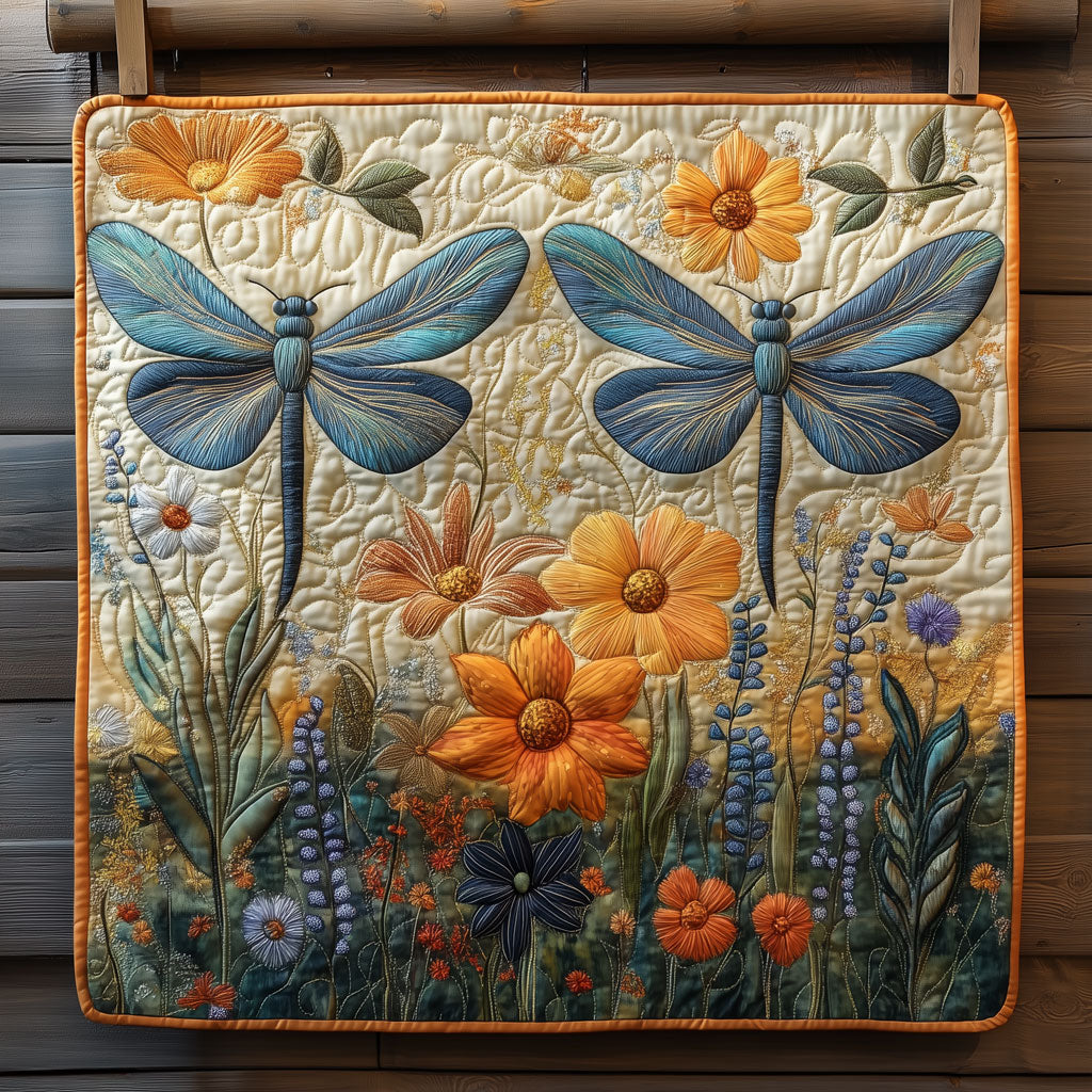 Vibrant Floral Dragonfly Quilt Premium Quilt Blanket Gift for Cozy Winter Nights