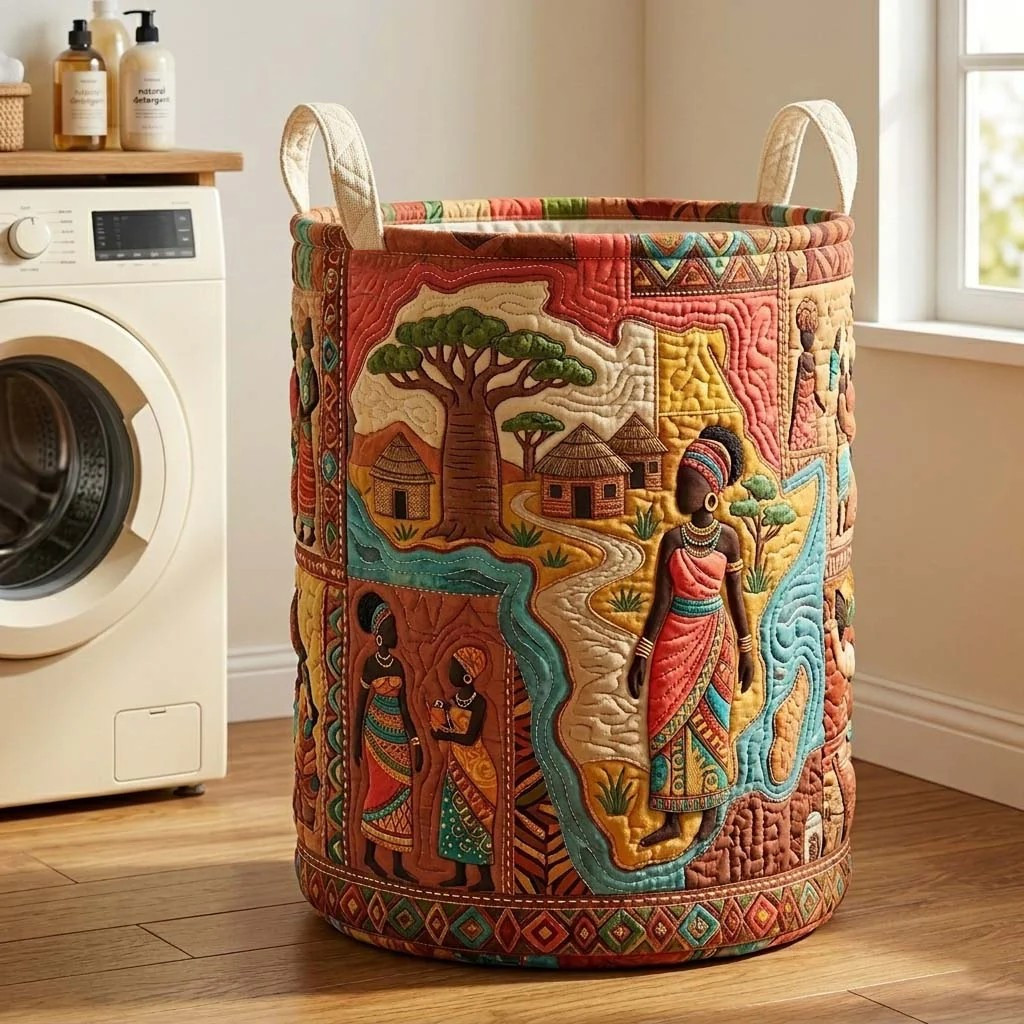 Village Harmony African Woman Quilted Laundry Basket Home Decor Good Gifts For Mom