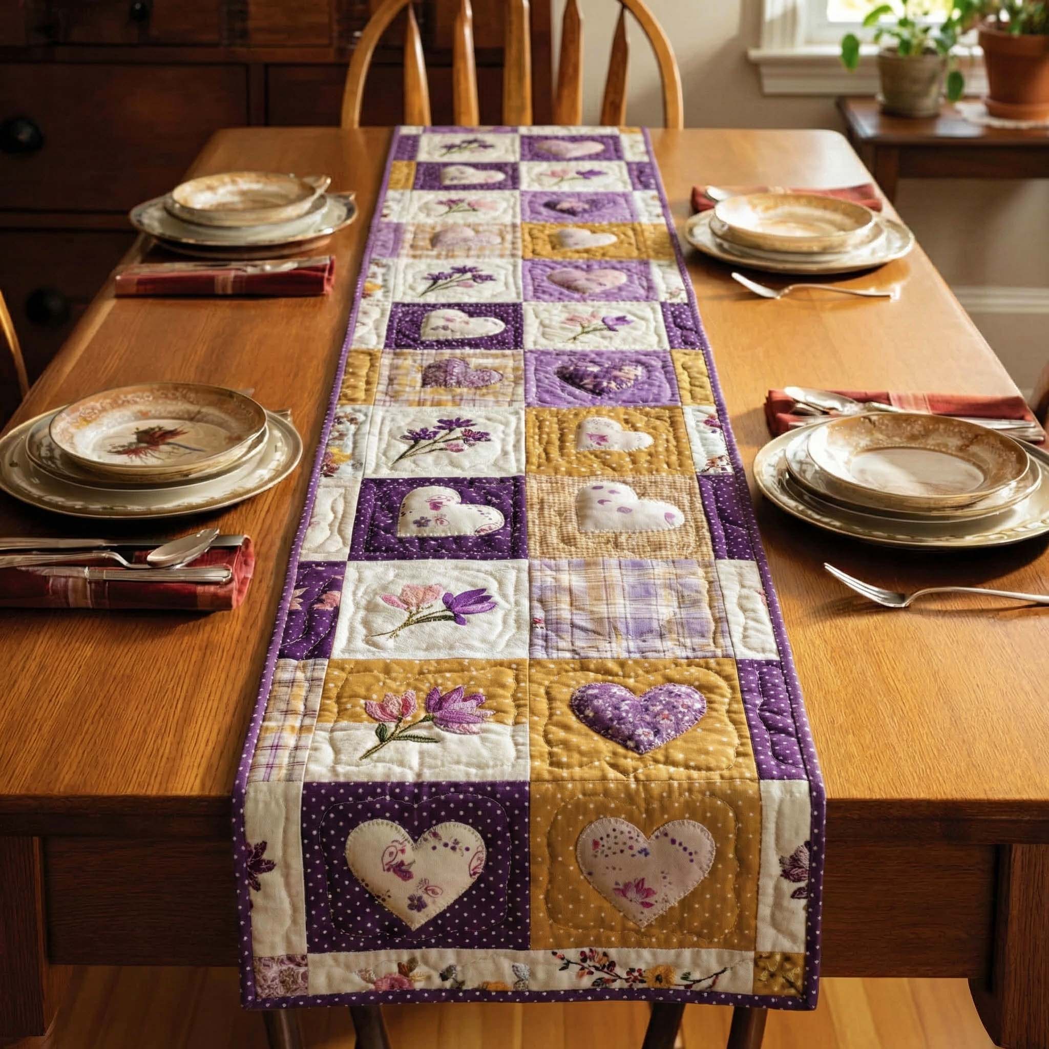 Vintage Hearts Quilted Table Runner Kitchen Table Decor Ideas Awesome Mother's Day Gifts