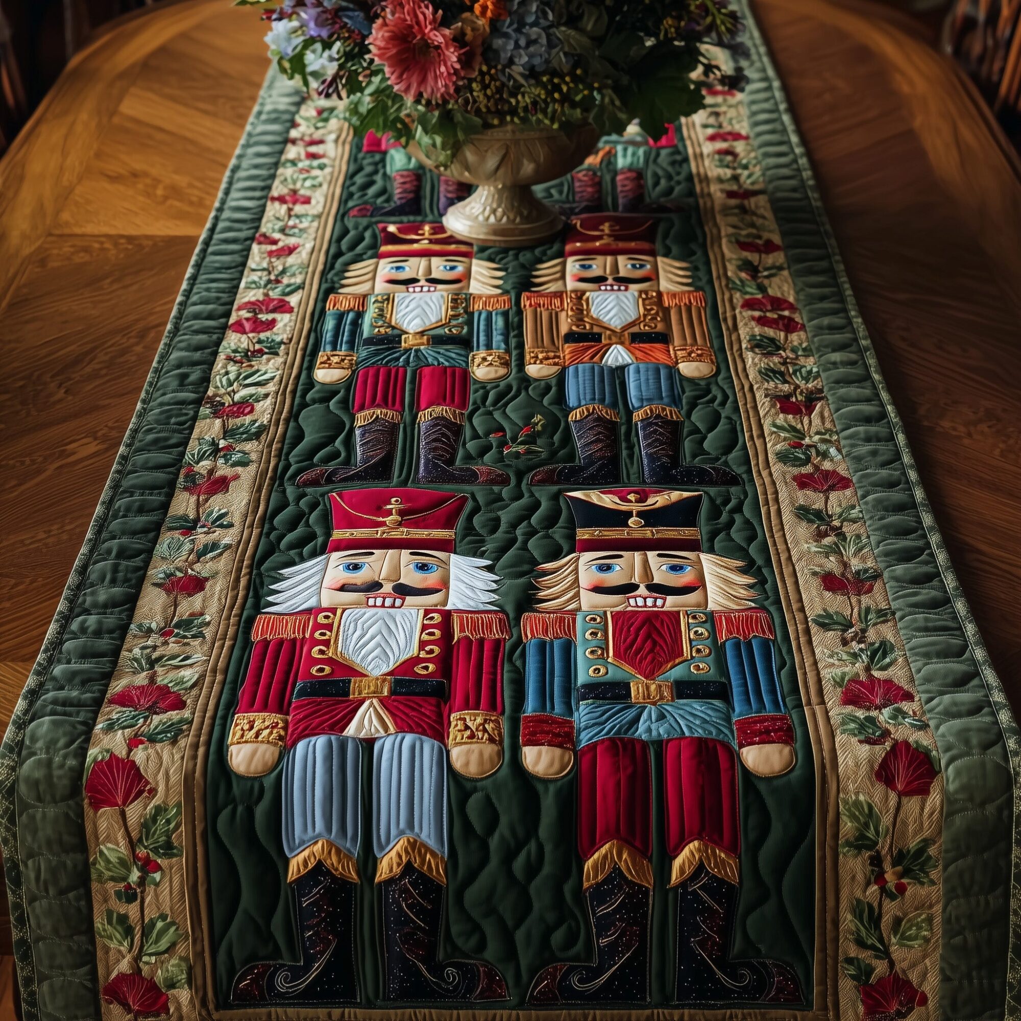 Vintage Nutcracker Quilted Table Runner Elegant Holiday Decor Best Family Xmas Gifts