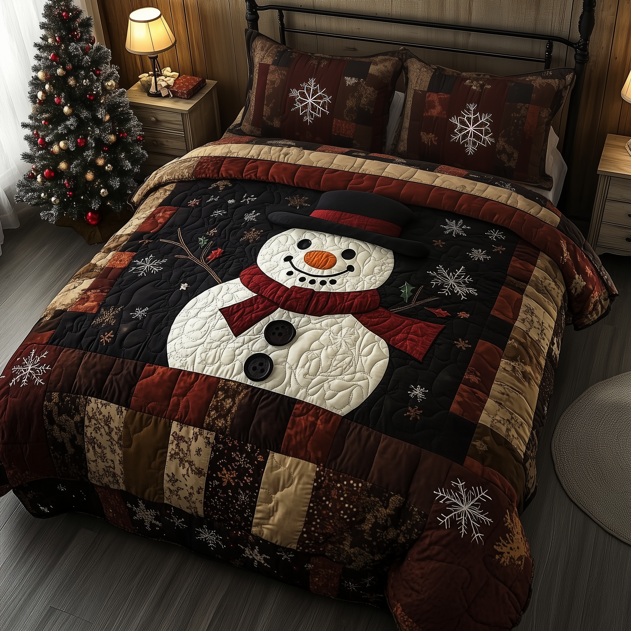 Vintage Snowman Quilted Bedding Set Christmas Room Decor Ideas Unique Christmas Gifts