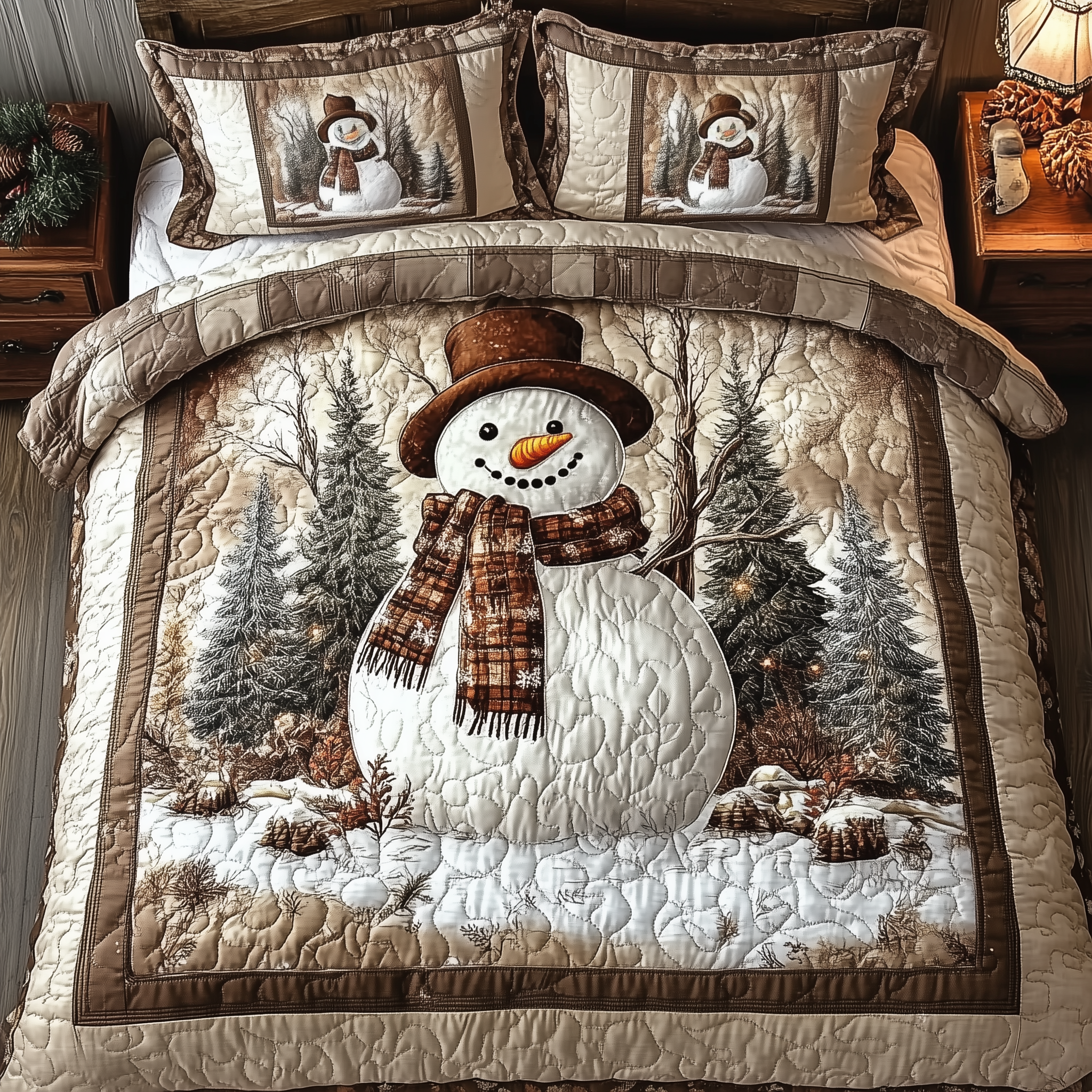Vintage Snowman Quilted Bedding Set Christmas Sheets King Christmas Gift Ideas For Mom