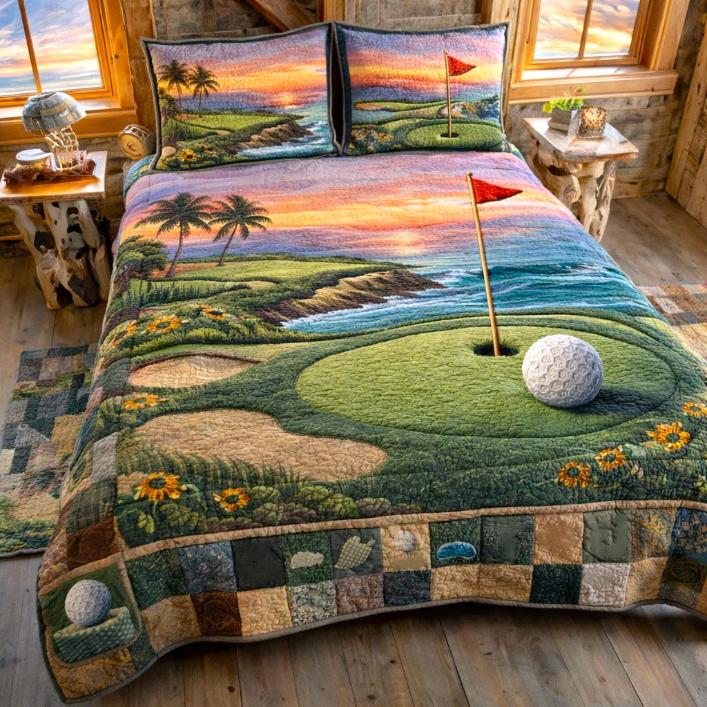 Vintage Tee Quilted Bedding Set Best Bedsheets Golf Gifts For Men