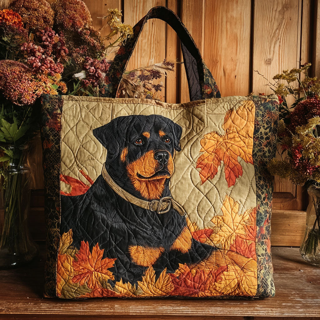 Warm Companionship Quilted Tote Bag Most Popular Shoulder Bags Rottweiler Gifts For Dog Lovers