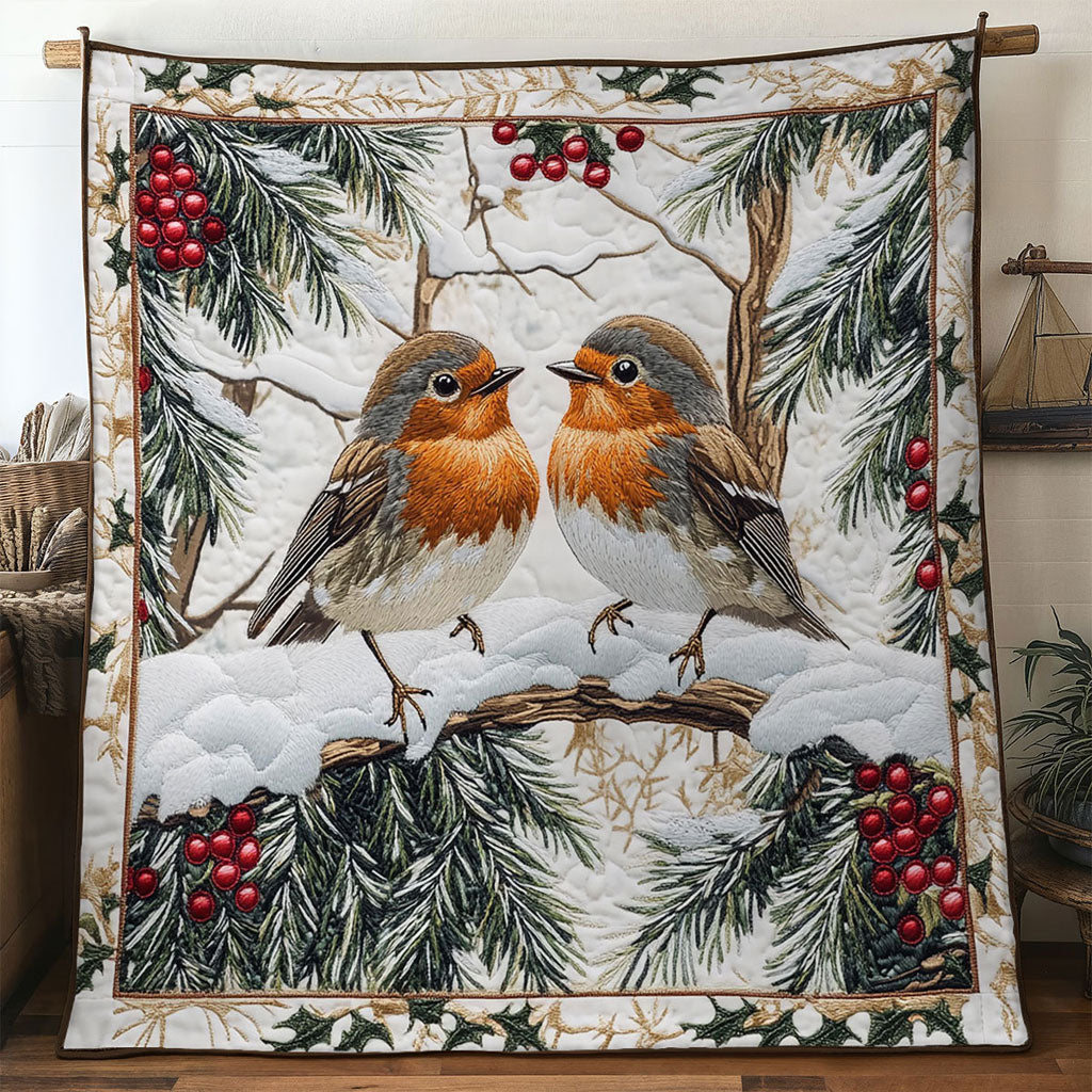 Warm Gathering European Robin Quilt Premium Quilt Blanket Gift for Cozy Winter Nights