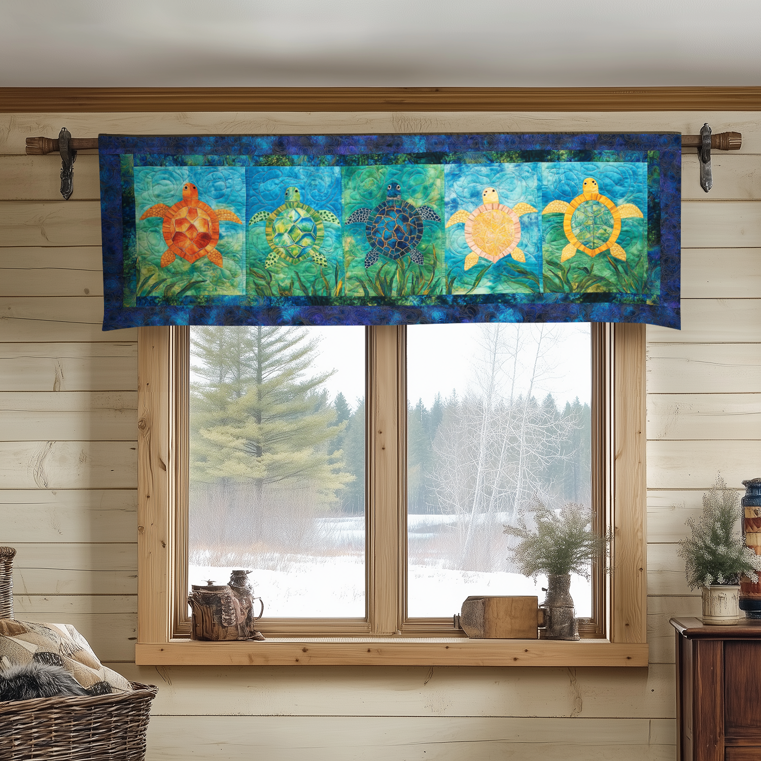 Wave Dancer Quilted Valance Christmas Entryway Decor Turtle Gifts For Grandparents