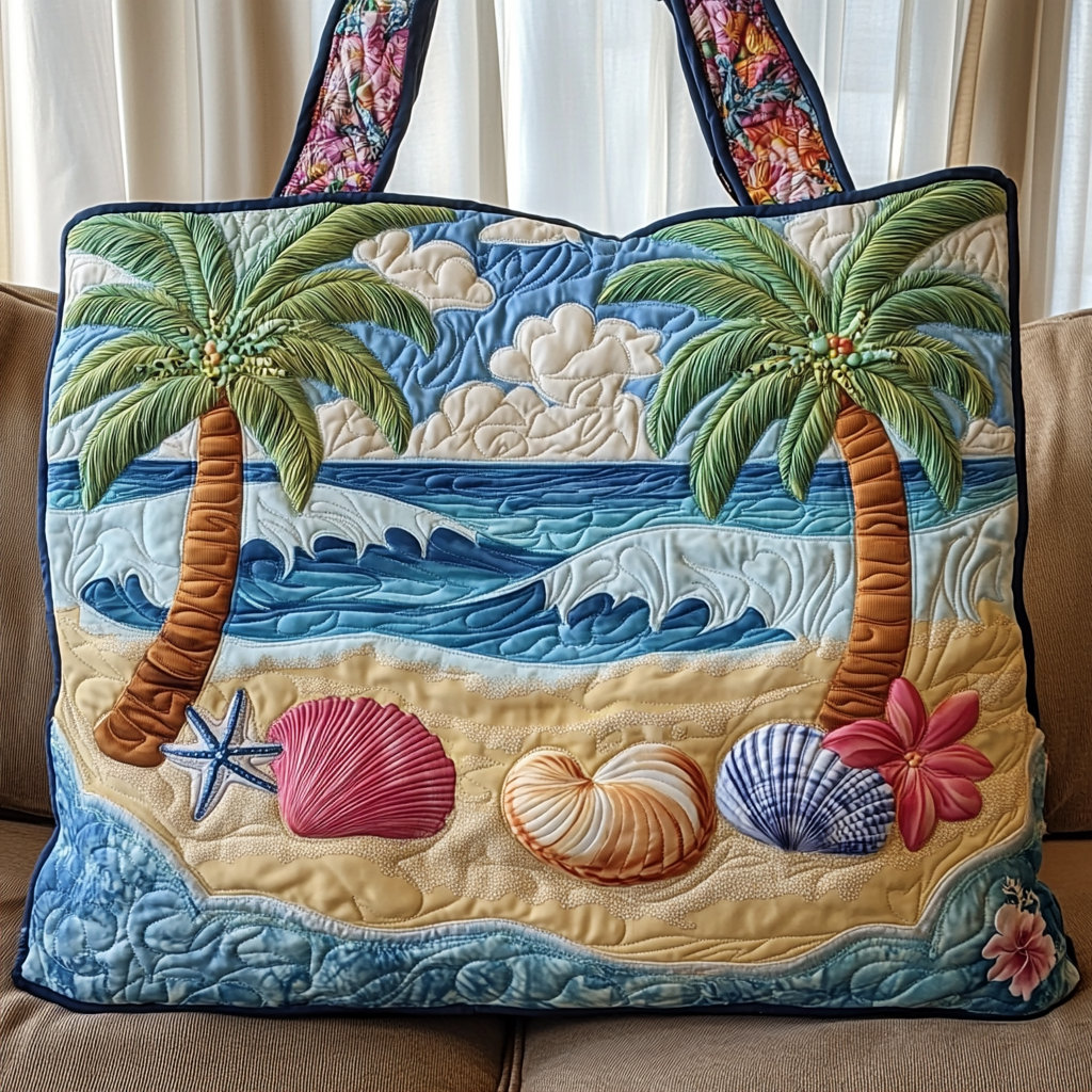 Wave Shells Quilted Tote Bag Trendy Tote Cool Beach Gifts