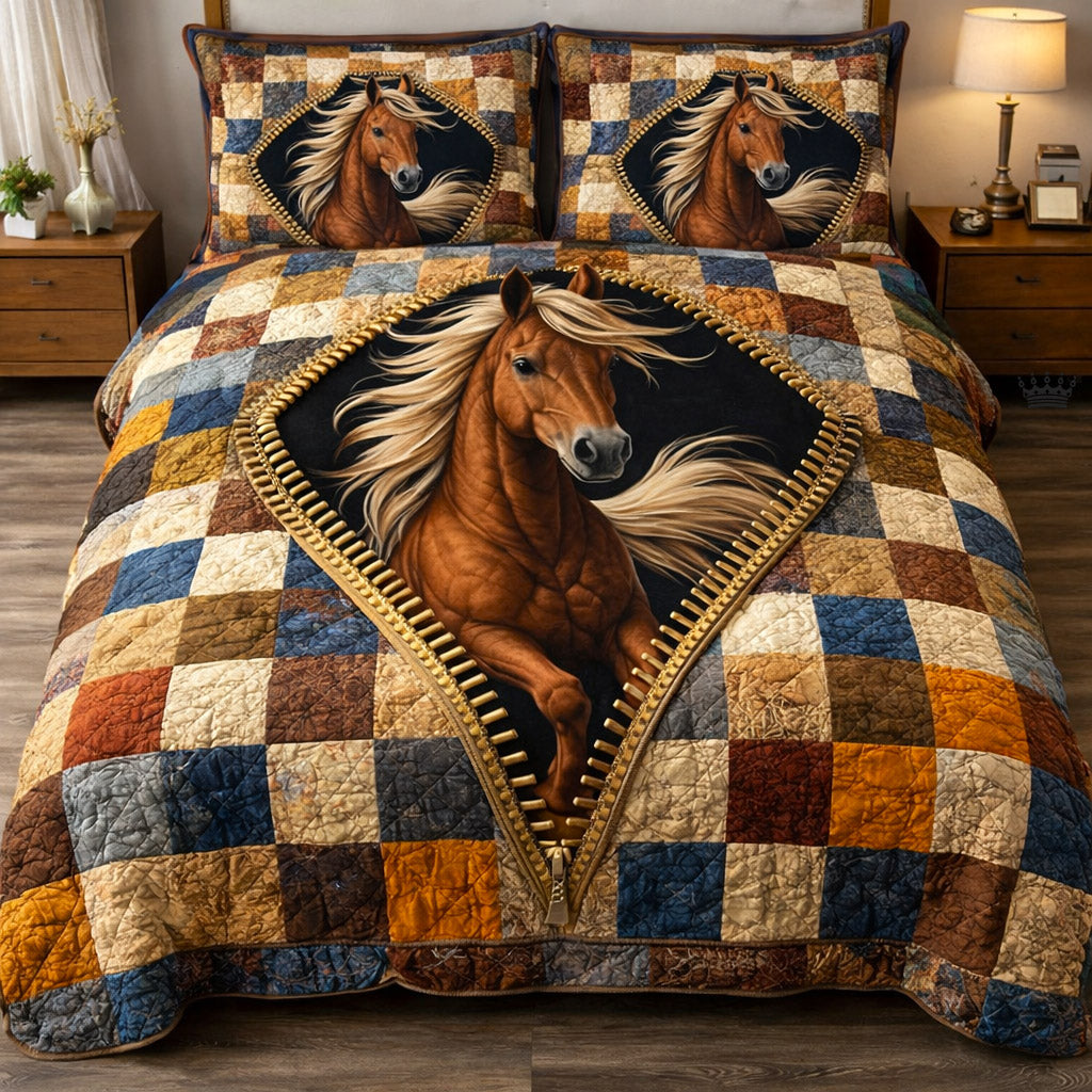 Weathered Gallop Quilted Bedding Set Bed Comforter Sets Gifts For New Horse Owners