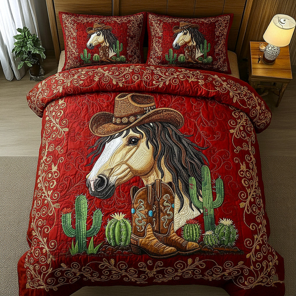 Weathered Gallop Quilted Bedding Set Bedsheet Comforter Set Great Gifts For Horse Owners