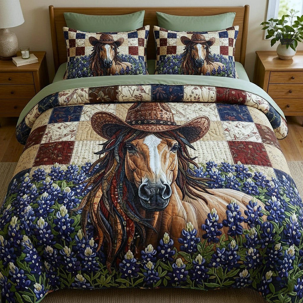 Weathered Gallop Quilted Bedding Set Bedspread Quilts Unique Gifts For Horse Owners