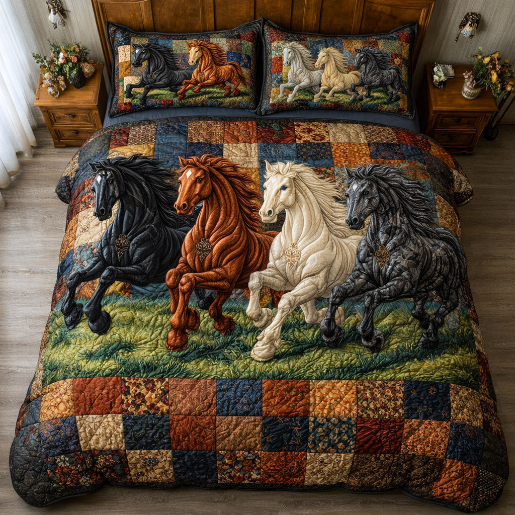 Weathered Gallop Quilted Bedding Set King Comforter Sets Horsey Christmas Gifts
